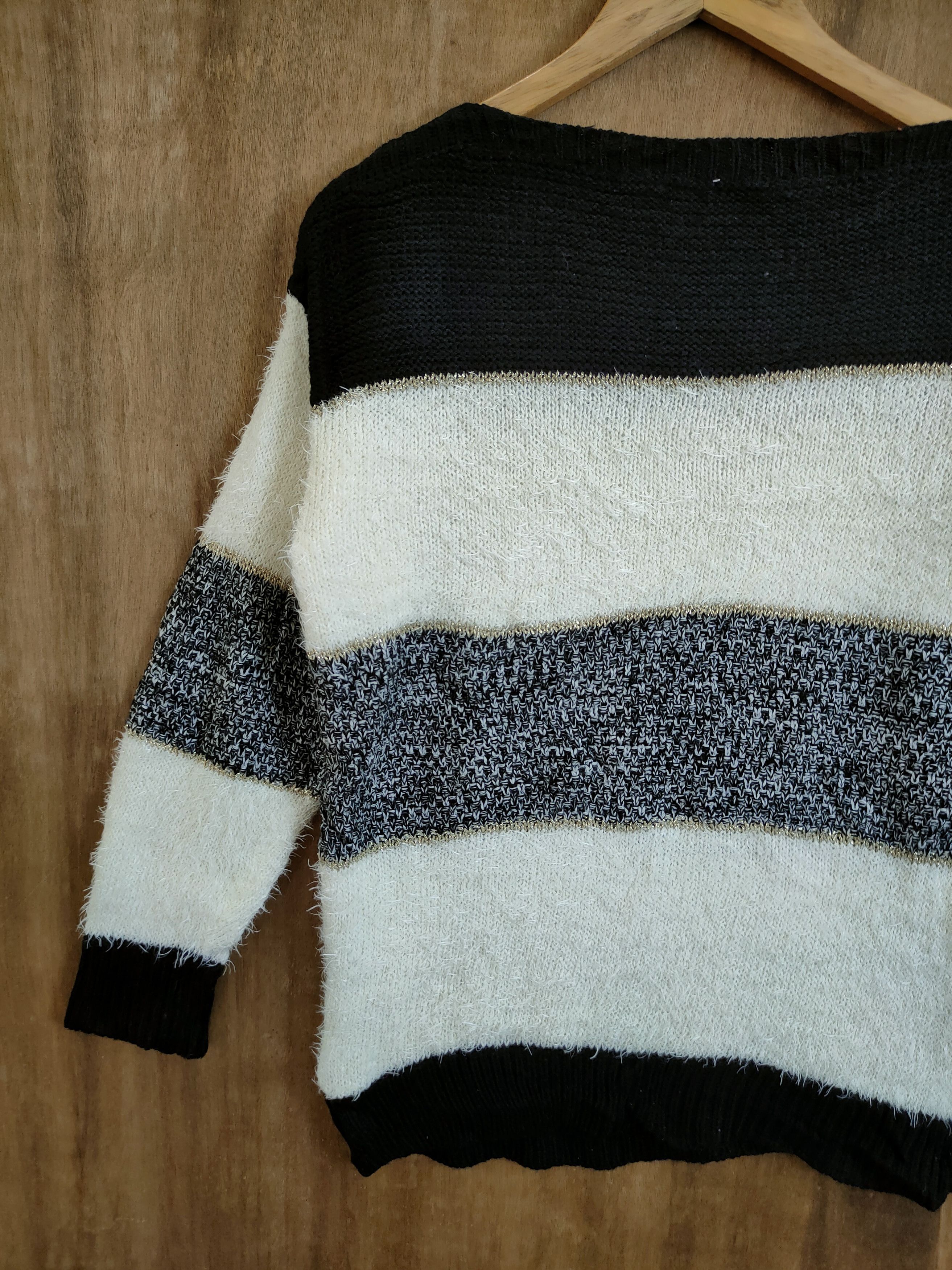 Japanese Brand D HK Works London Stripe shag shaggy mohair knitwear #46-908 Size M / US 6-8 / IT 42-44 - 10 Thumbnail