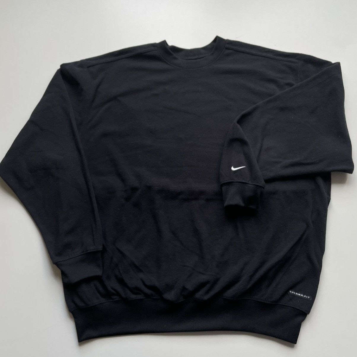 image of 2000S Nike Golf Embroidered Swoosh Fleece Crewneck in Black, Men's (Size XL)