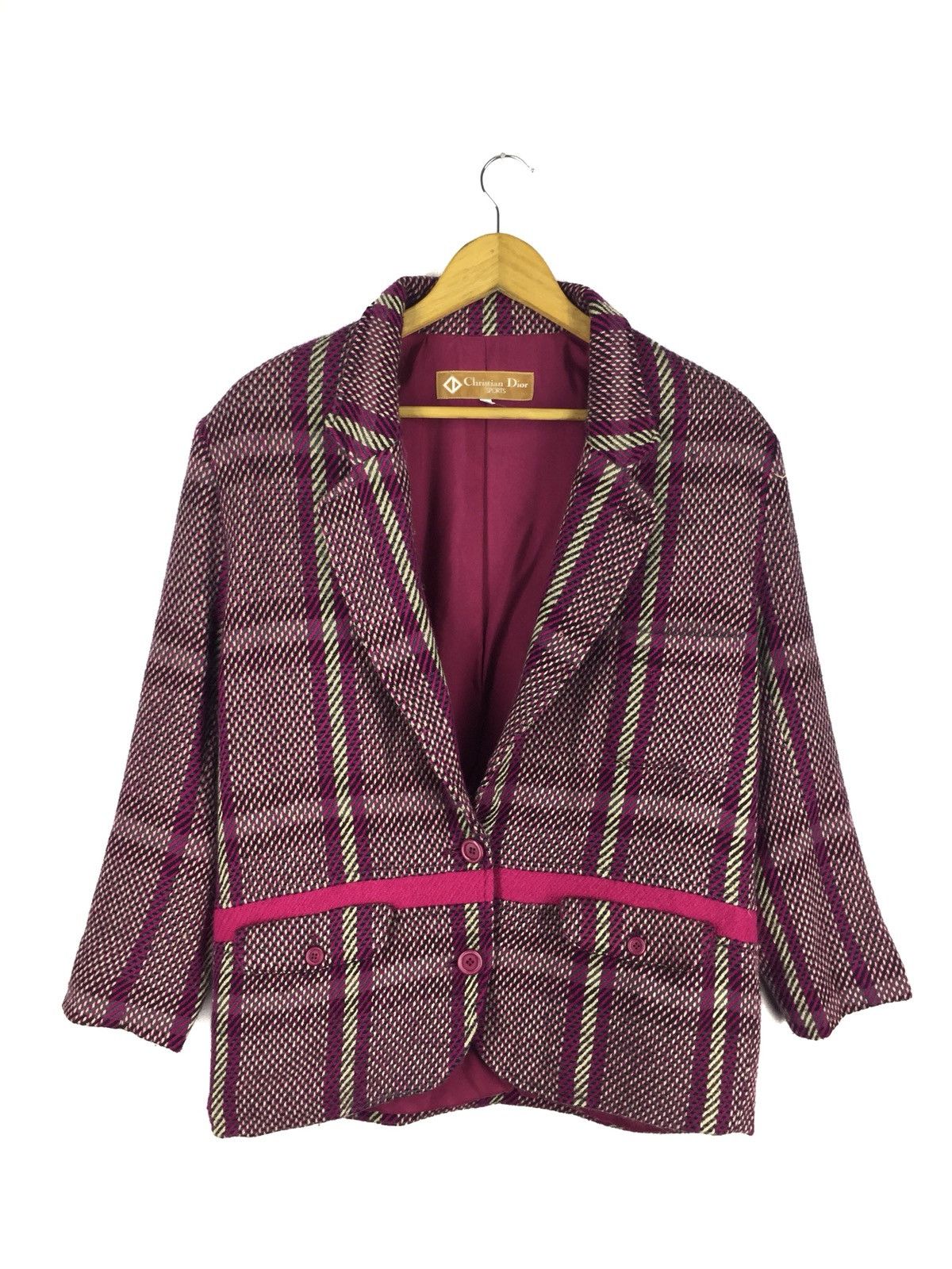 image of Christian Dior Monsieur x Herringbone Christian Dior Wool Herringbone Twill Jacket in Pink, Women's