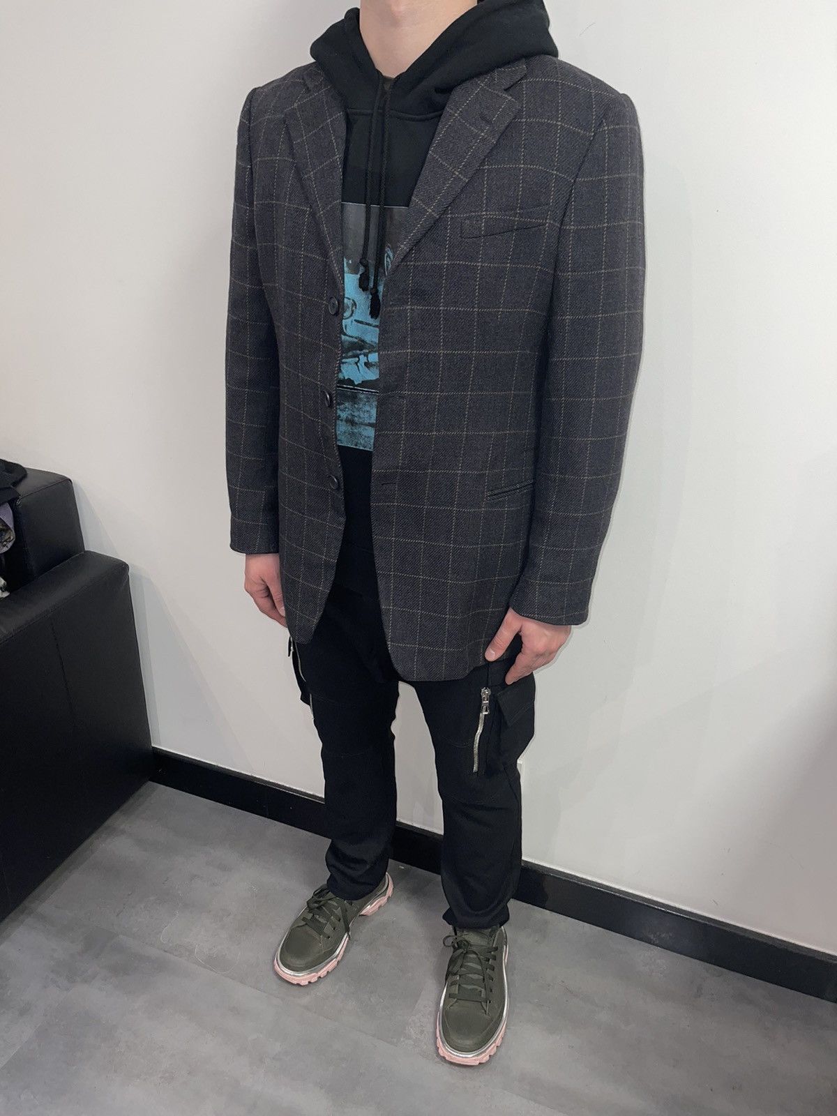 Emporio Armani Archive Emporio Armani Checkered Wool Blazer Size US L / EU 52-54 / 3 - 8 Thumbnail