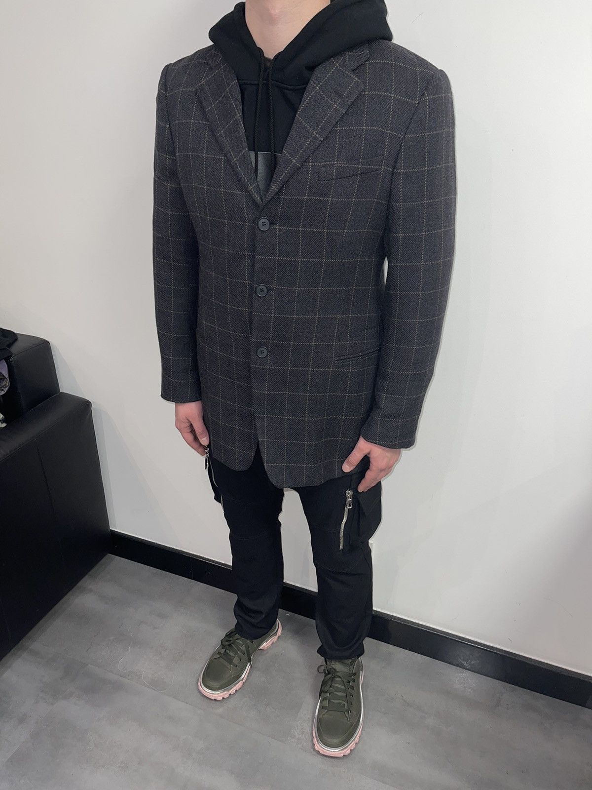 Emporio Armani Archive Emporio Armani Checkered Wool Blazer Size US L / EU 52-54 / 3 - 7 Thumbnail