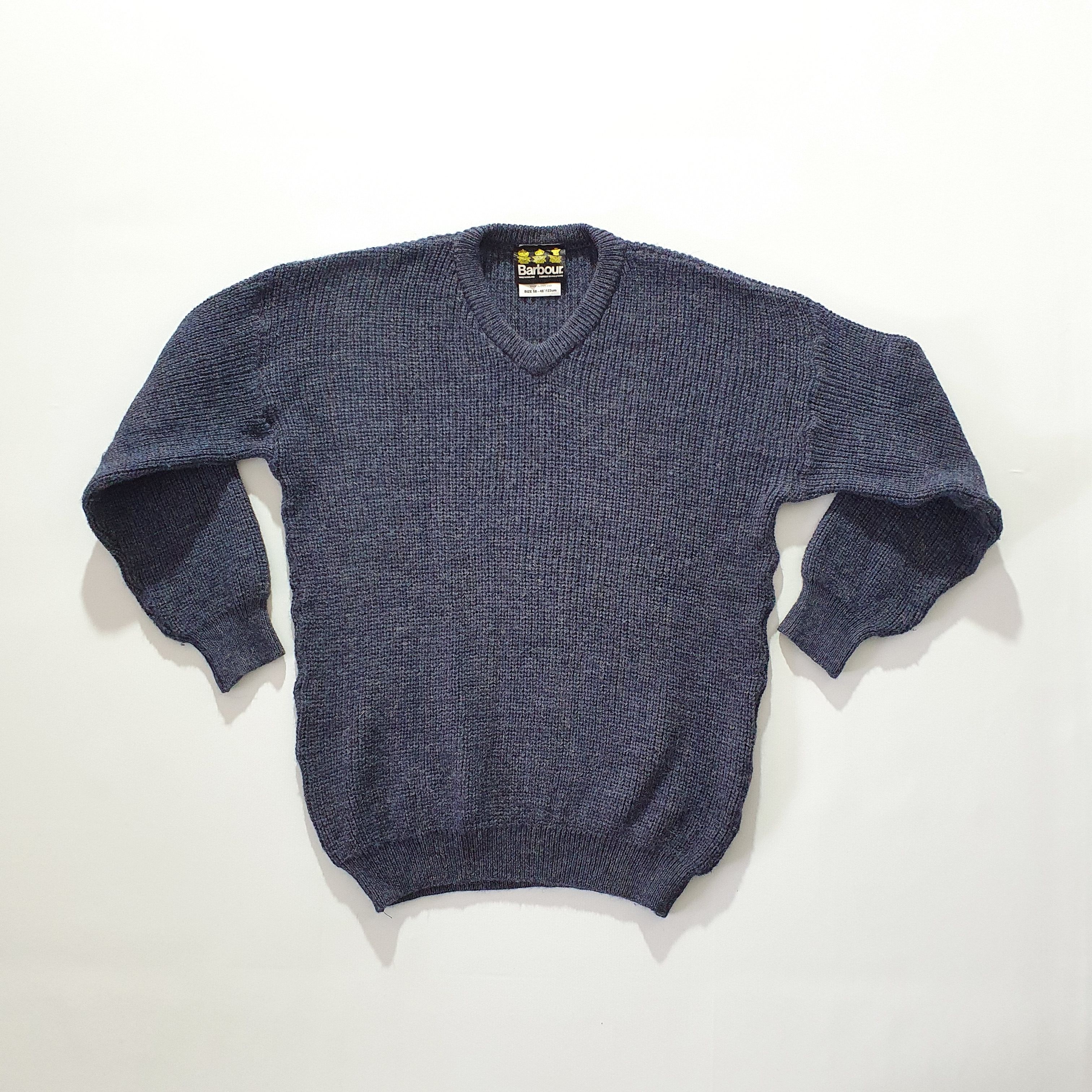 Barbour × Vintage Vintage 90s Barbour Fisherman Wool Sweater Size US L / EU 52-54 / 3 - 5 Thumbnail