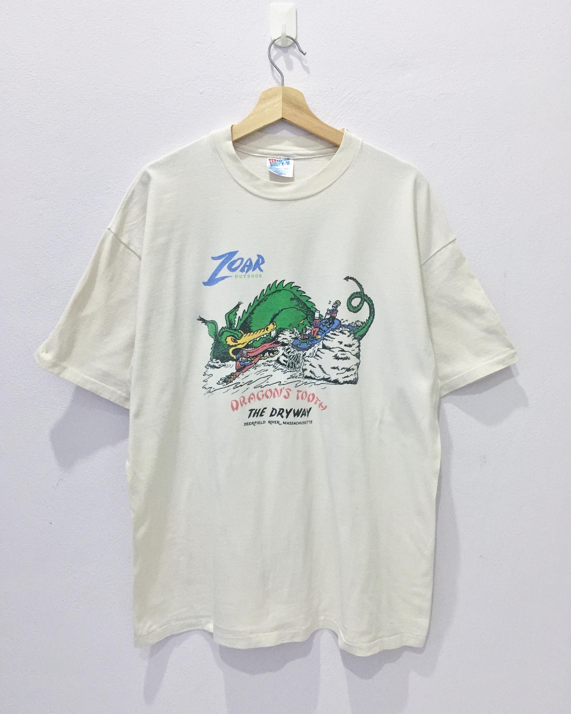 image of Hanes x Made In USA Vintage Zoar Outdoor Dragon's Tooth Tees in White, Men's (Size XL)