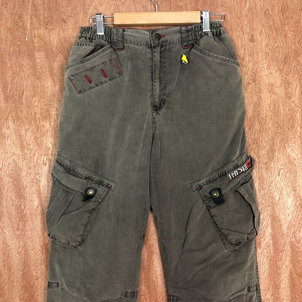 Japanese Brand DLL Ride 57 Green faded track multipocket Cargo Pants #1782 Size 26" / US 2 / IT 38 - 2 Thumbnail