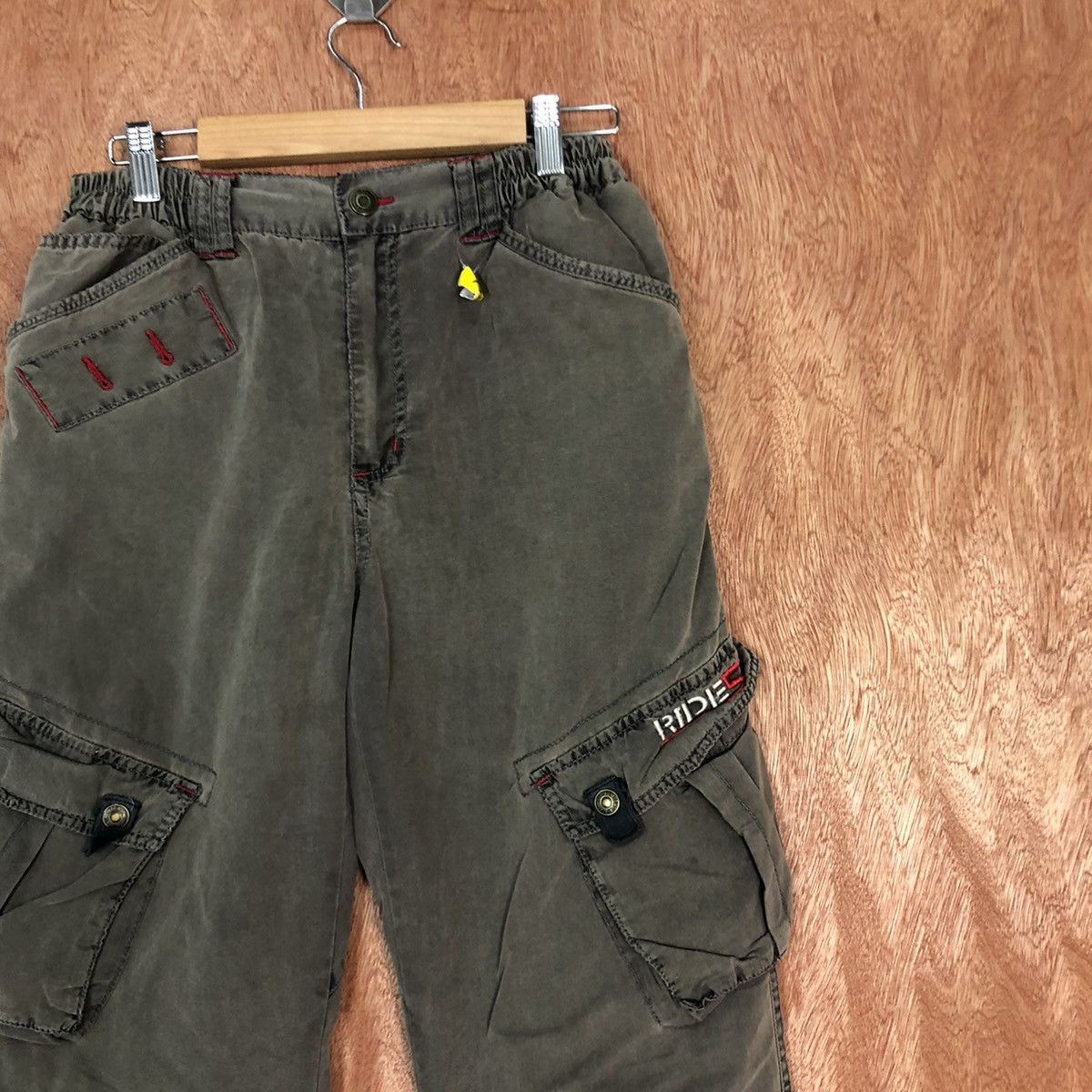 Japanese Brand DLL Ride 57 Green faded track multipocket Cargo Pants #1782 Size 26" / US 2 / IT 38 - 4 Thumbnail