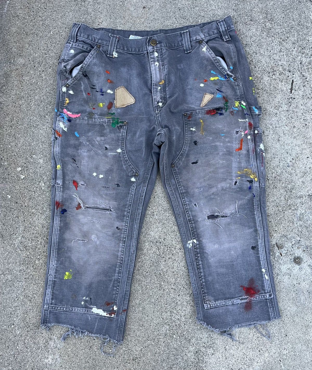 Carhartt Custom Carhartt Double Knee Thrashed Distressed Faded Pants Size US 36 / EU 52 - 1 Thumbnail