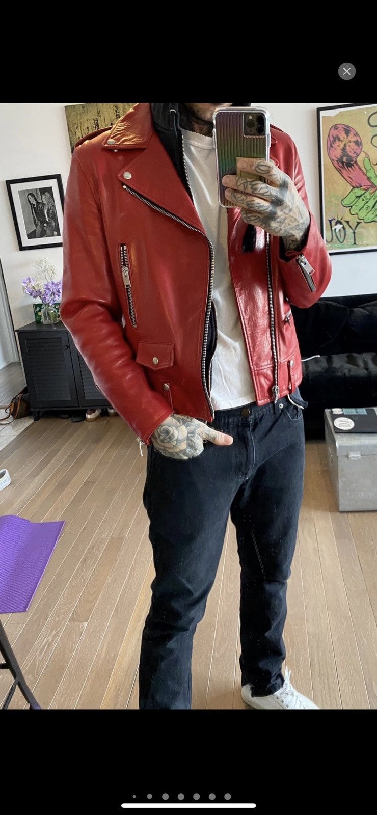 Hedi Slimane × Saint Laurent Paris SS14 EXTREMELY RARE RED L01 Biker Moto Jacket Size US S / EU 44-46 / 1 - 4 Thumbnail