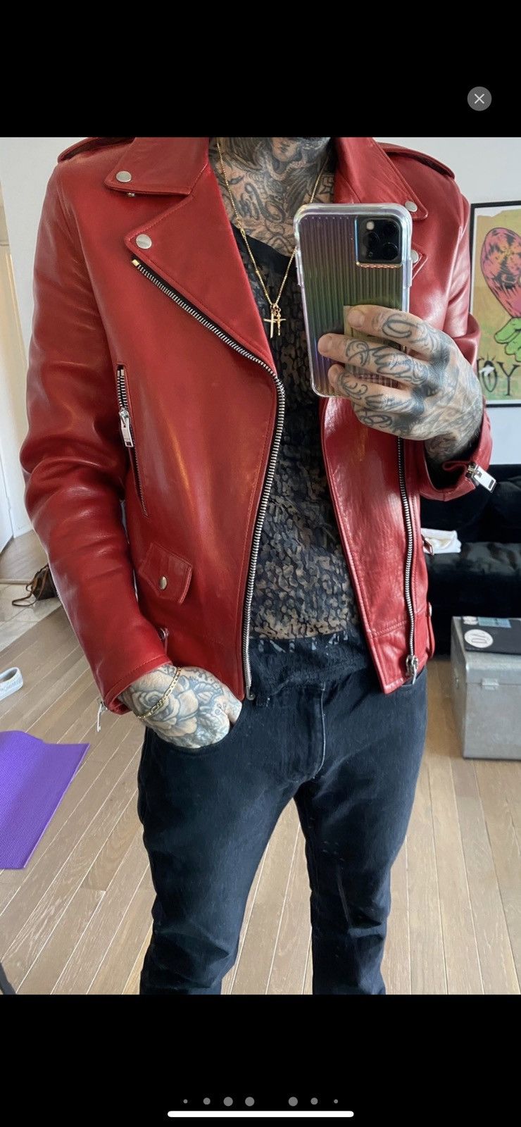 Hedi Slimane × Saint Laurent Paris SS14 EXTREMELY RARE RED L01 Biker Moto Jacket Size US S / EU 44-46 / 1 - 5 Thumbnail