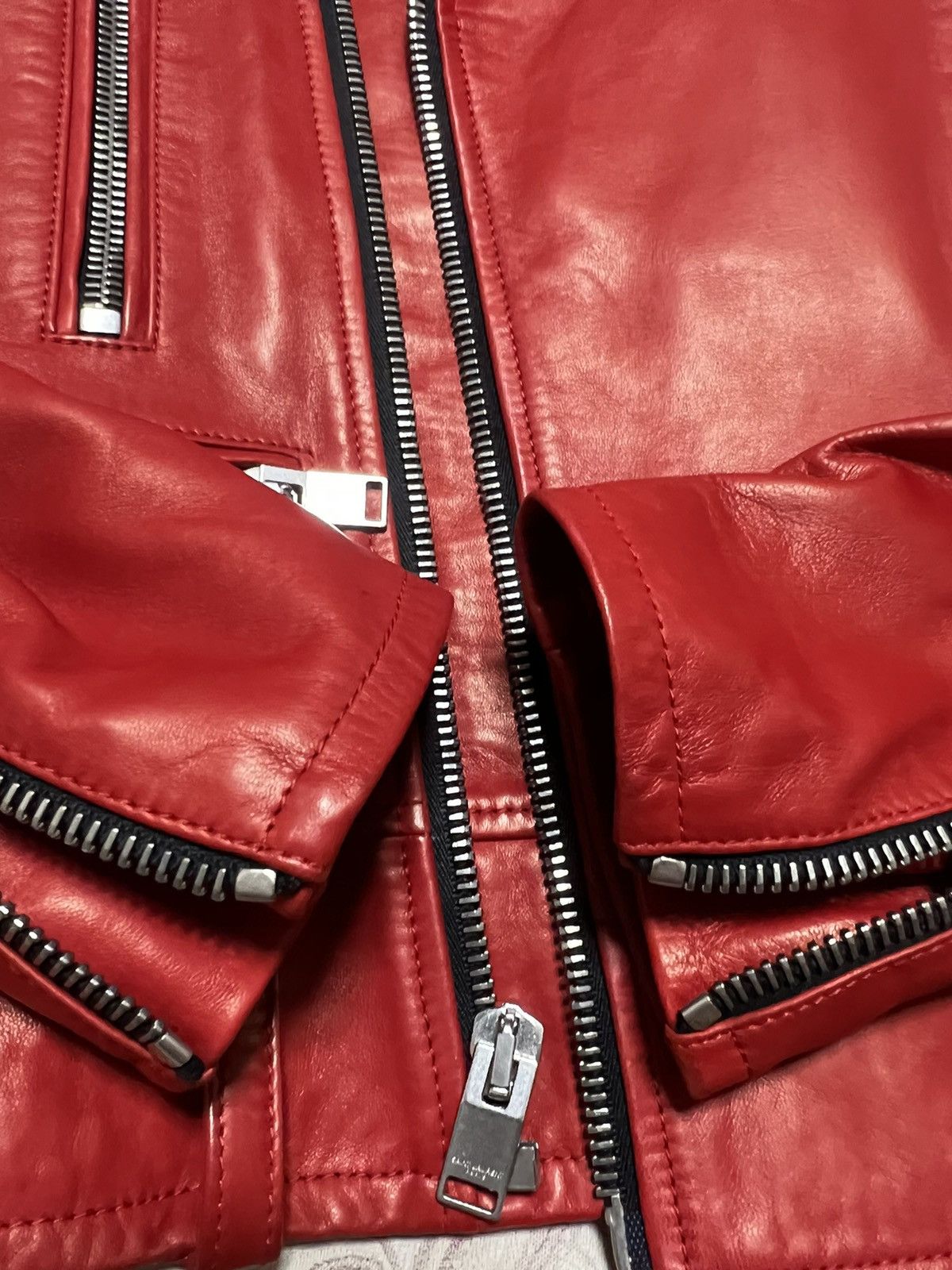 Hedi Slimane × Saint Laurent Paris SS14 EXTREMELY RARE RED L01 Biker Moto Jacket Size US S / EU 44-46 / 1 - 13 Thumbnail