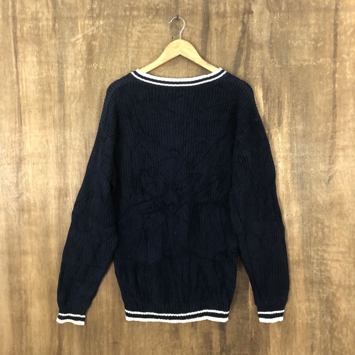 Aran Isles Knitwear Uniqlo Dark Blue Cardigan Knitwear vintage #6227 Size US L / EU 52-54 / 3 - 7 Thumbnail