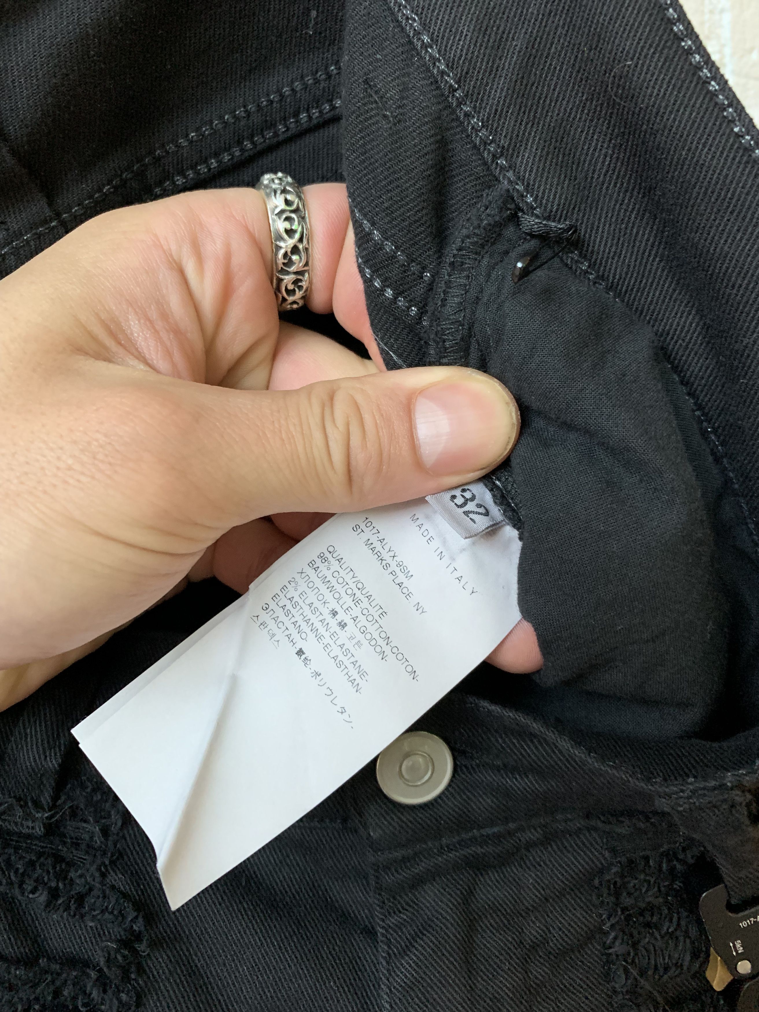 1017 ALYX 9SM × Blackmeans 1017 Alyx 9SM x Blackmeans 6pkt Black Shredded Jeans Size US 32 / EU 48 - 15 Thumbnail