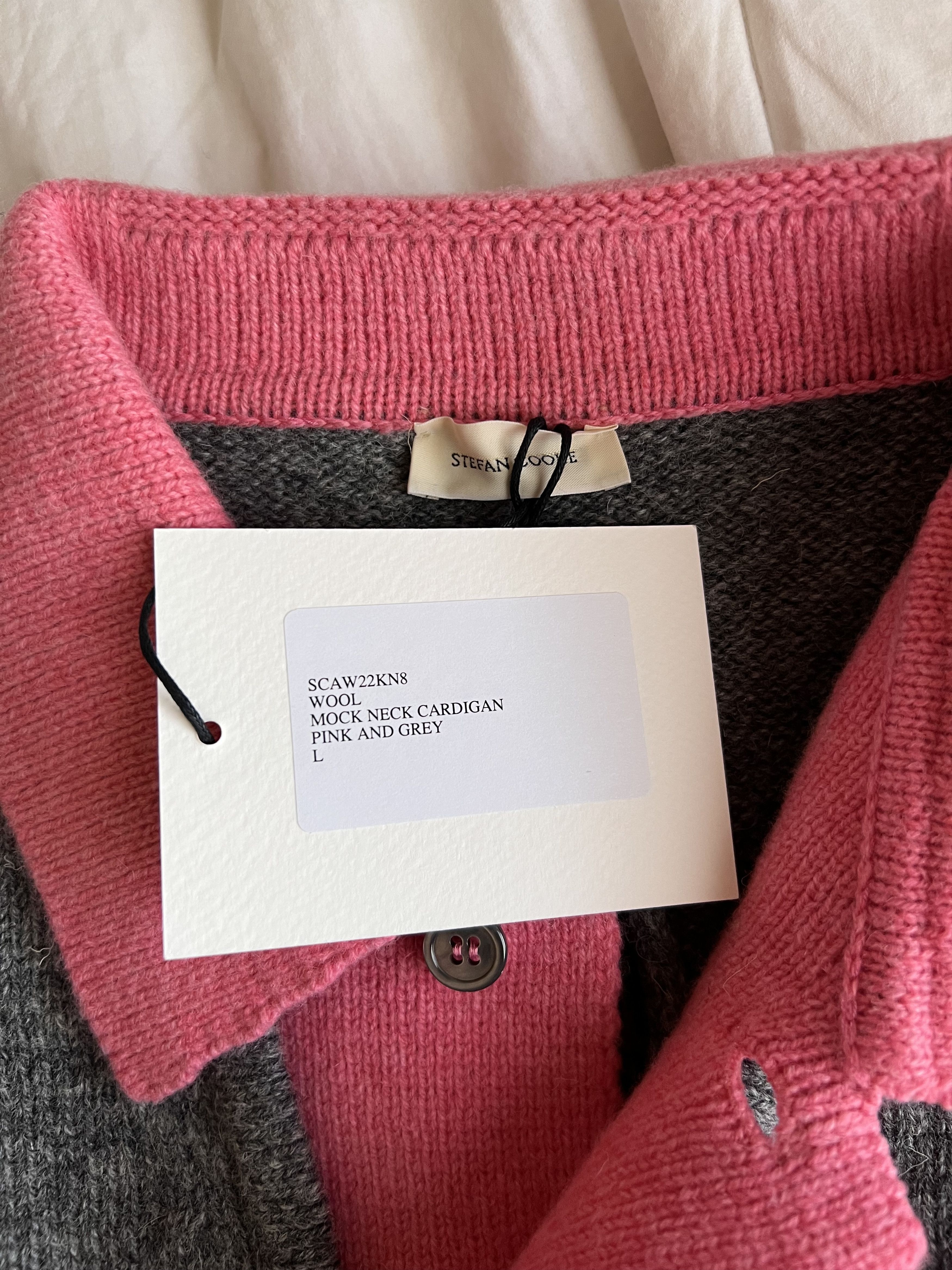 Stefan Cooke Stefan Cooke Wool Mock Neck Knit Cardigan in Pink Grey Size US L / EU 52-54 / 3 - 8 Thumbnail