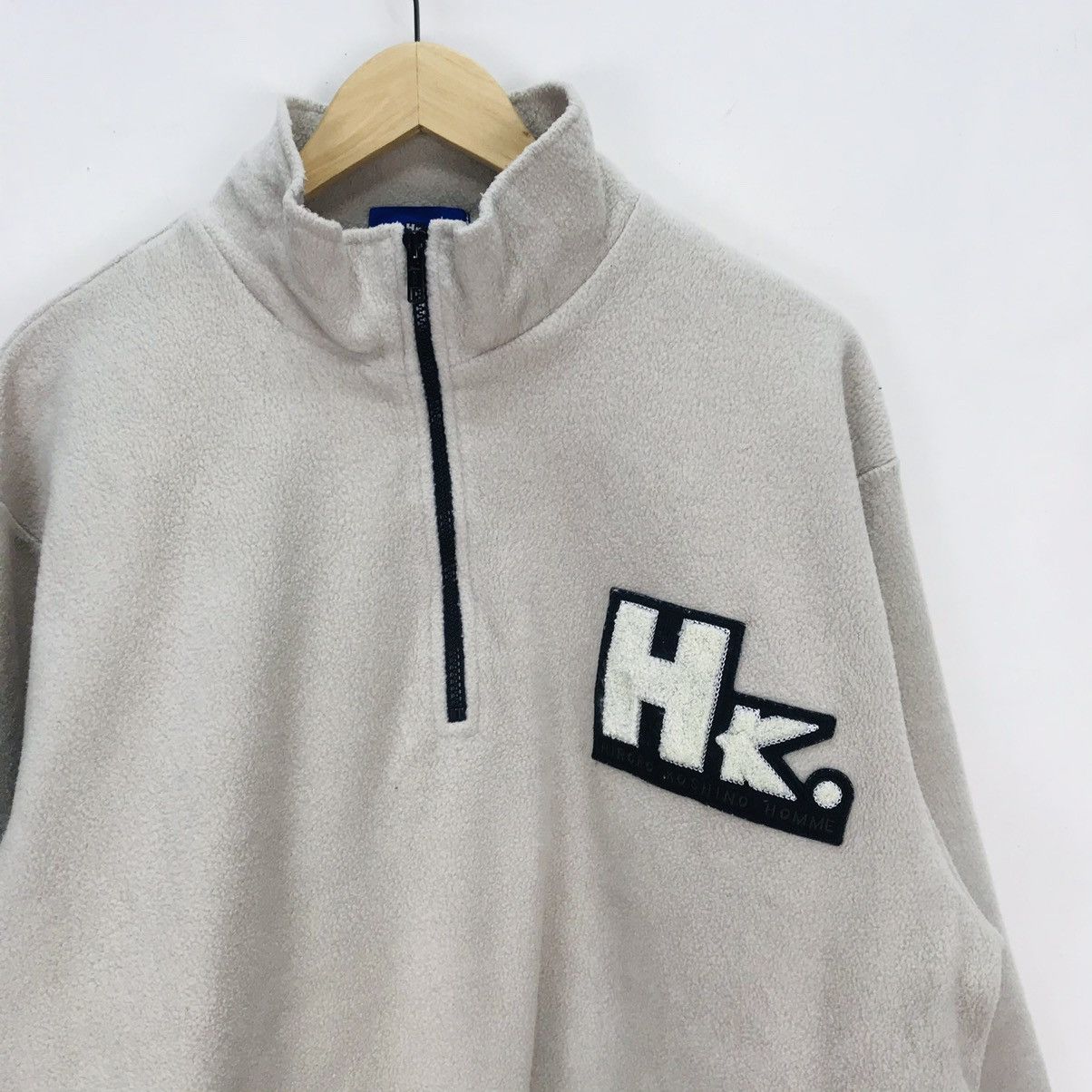 Hiroko Koshino Homme Hiroko K.Homme big logo Fleece halfzipper with drawstring Size US L / EU 52-54 / 3 - 3 Thumbnail