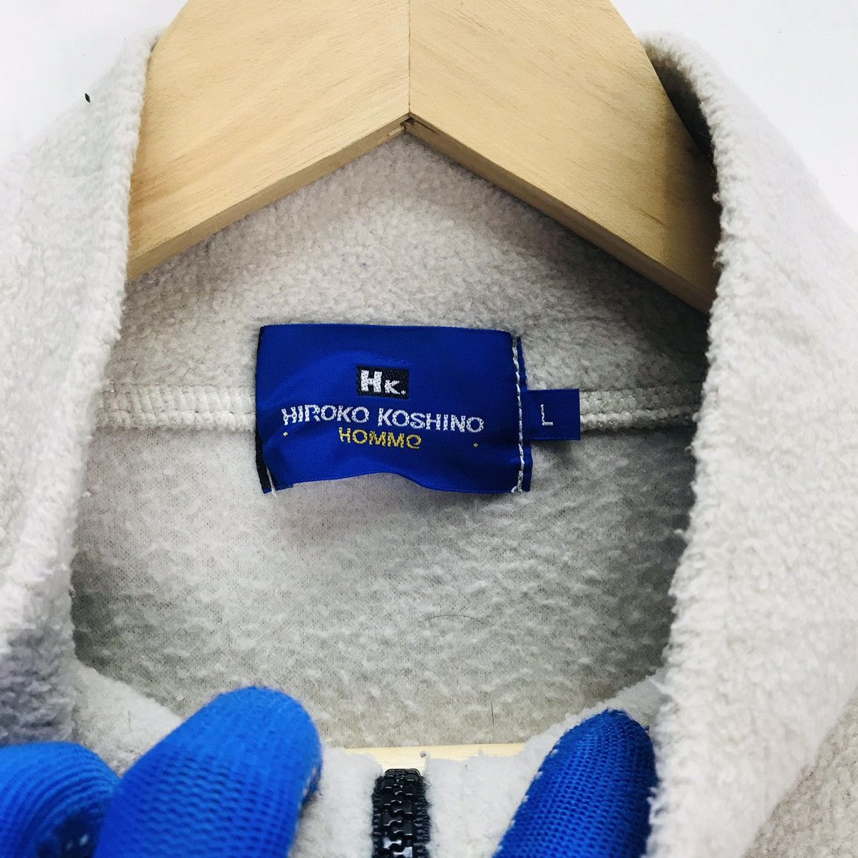 Hiroko Koshino Homme Hiroko K.Homme big logo Fleece halfzipper with drawstring Size US L / EU 52-54 / 3 - 7 Thumbnail