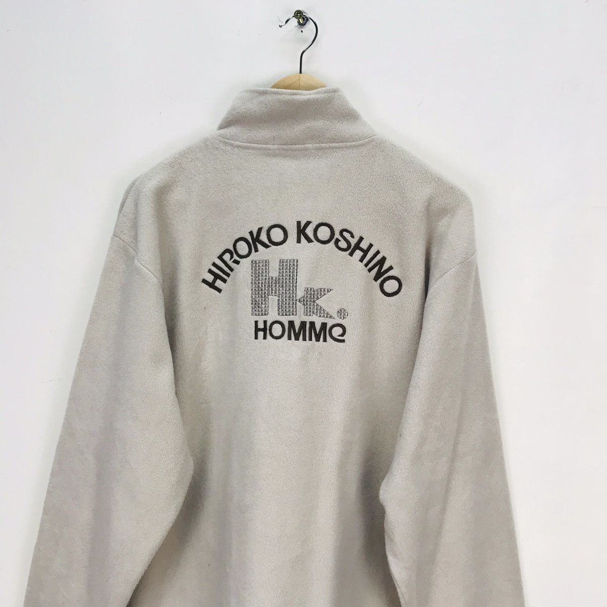 Hiroko Koshino Homme Hiroko K.Homme big logo Fleece halfzipper with drawstring Size US L / EU 52-54 / 3 - 6 Thumbnail
