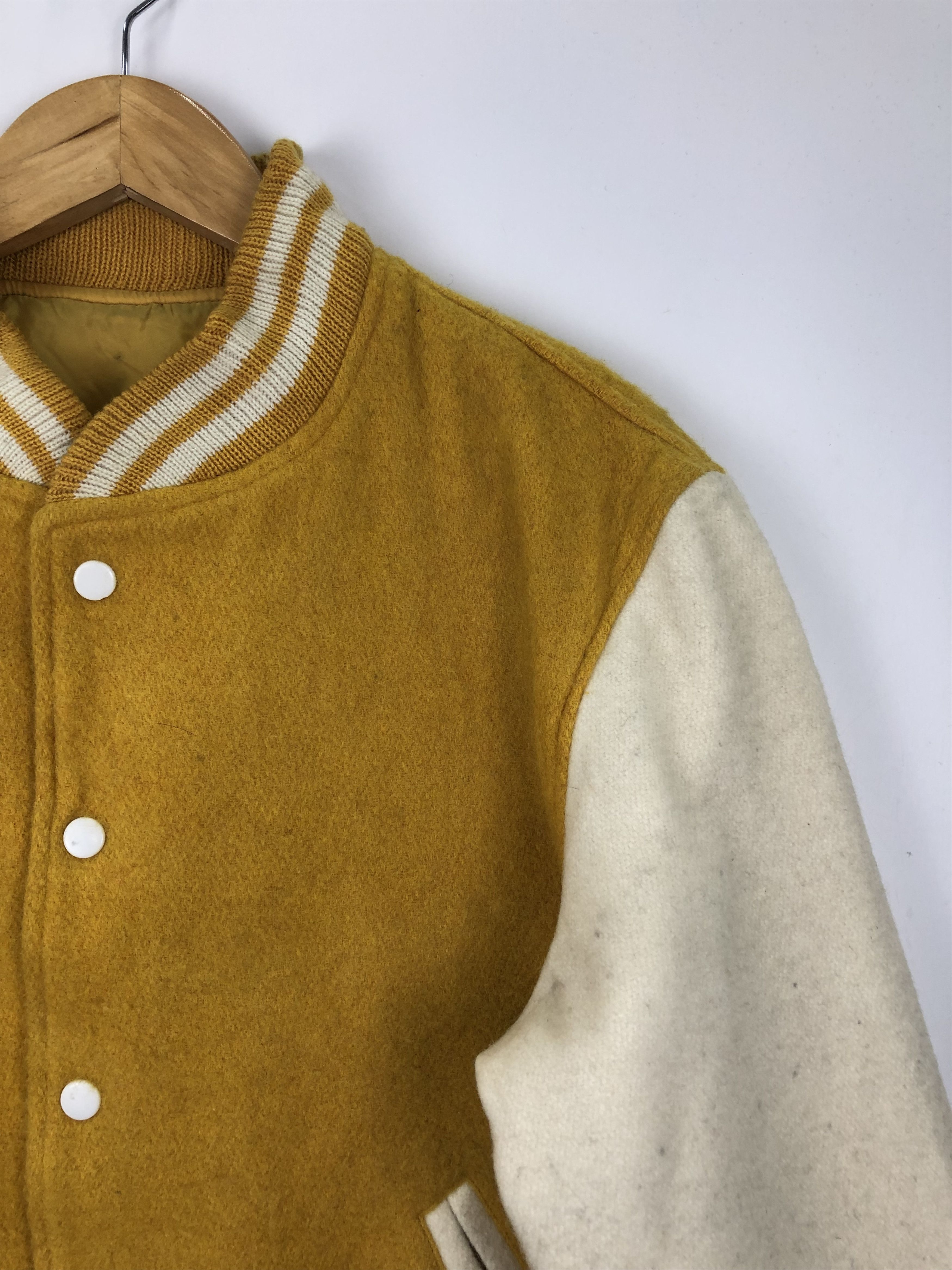Japanese Brand Vintage 90s Japanese Brand Wool Varsity Jacket Yellow V0410 Size US M / EU 48-50 / 2 - 4 Thumbnail