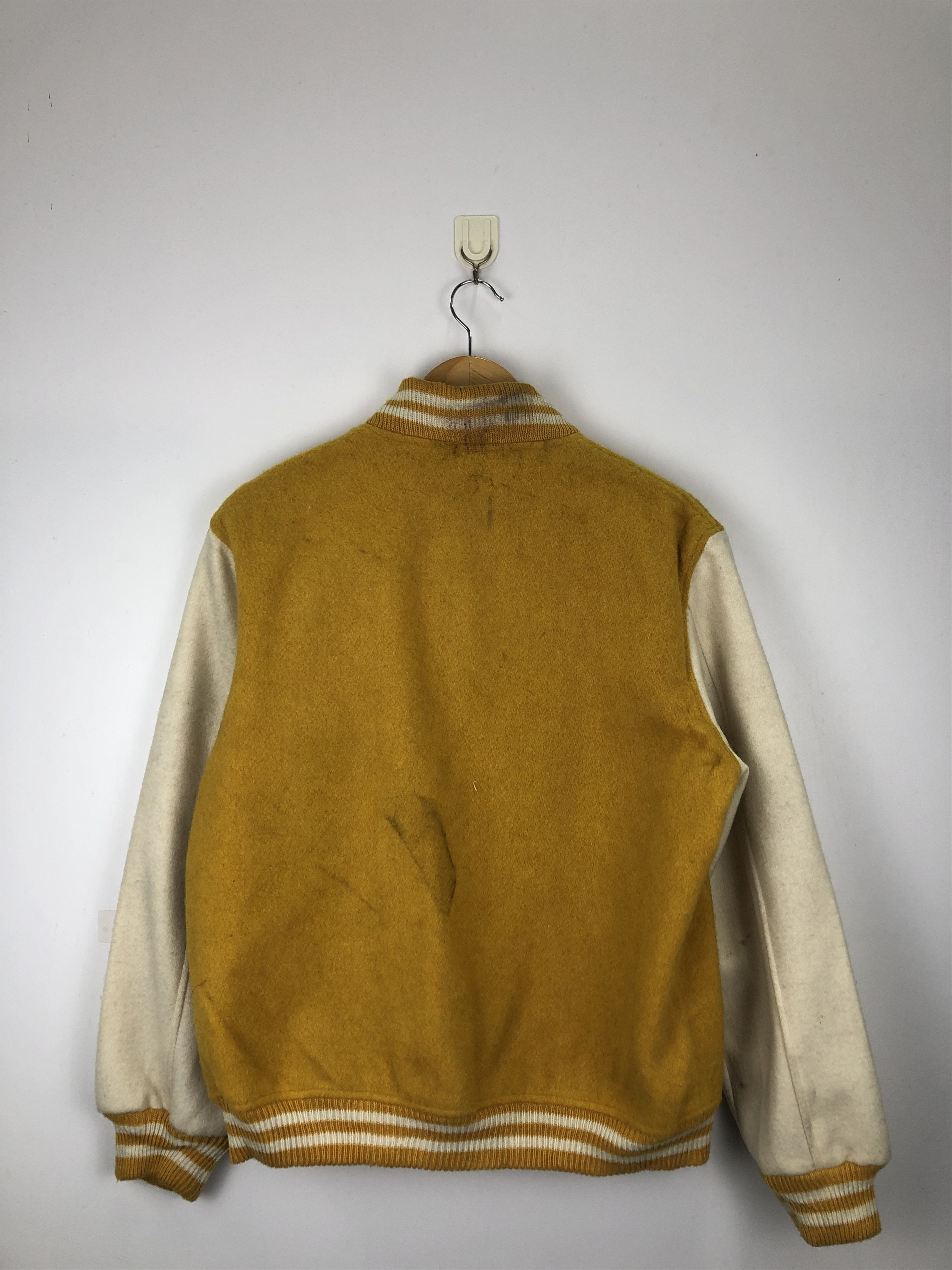 Japanese Brand Vintage 90s Japanese Brand Wool Varsity Jacket Yellow V0410 Size US M / EU 48-50 / 2 - 6 Thumbnail