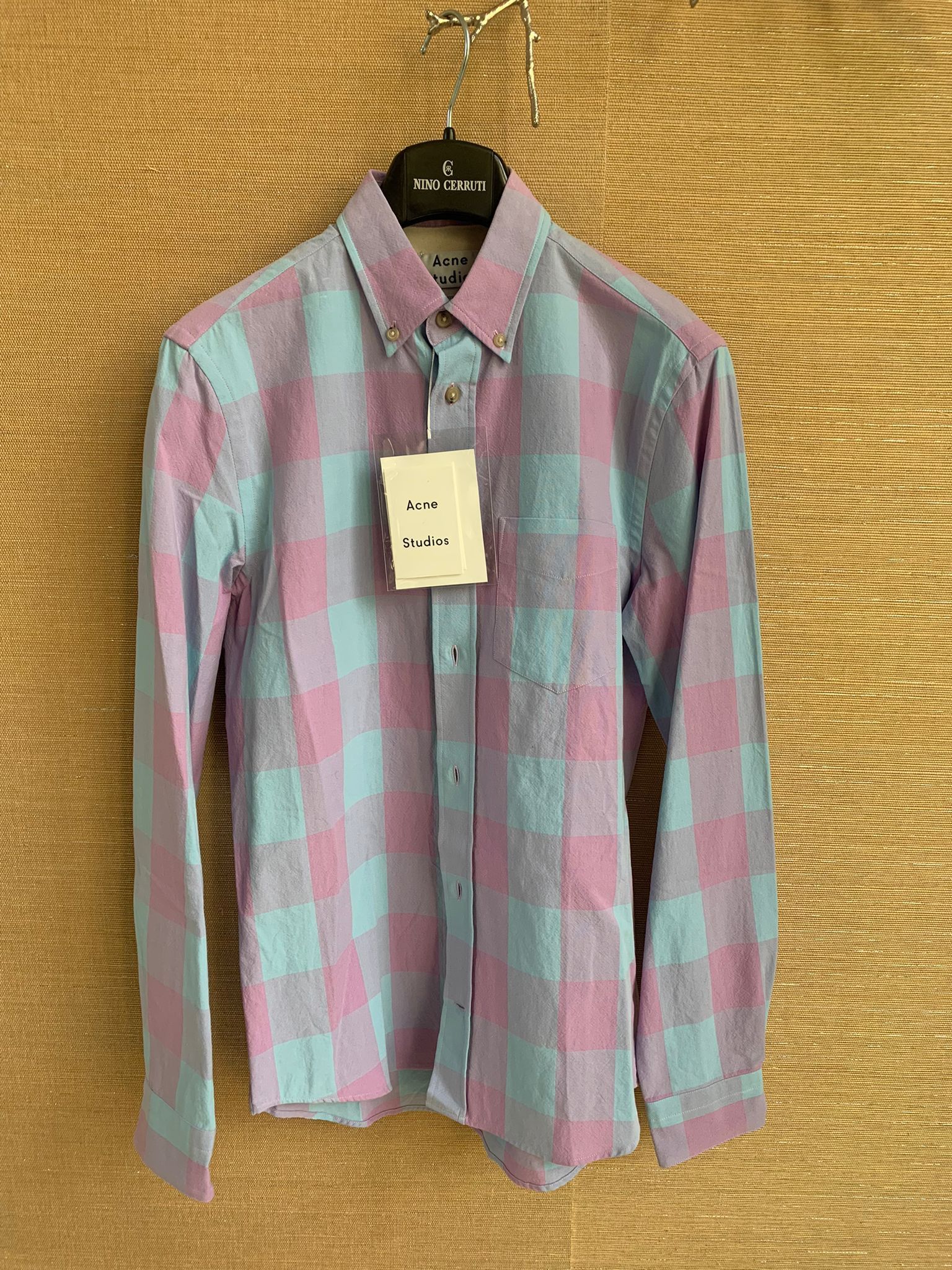 image of Acne Studios Isherwood Rustic Checker in Lilac/Blue, Men's (Size Small)