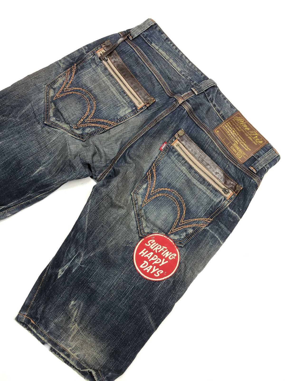 Edwin × Vintage VINTAGE EDWIN BLUE TRIP SURFING STAR SHORT DISSTRESED DENIM Size US 34 / EU 50 - 4 Thumbnail