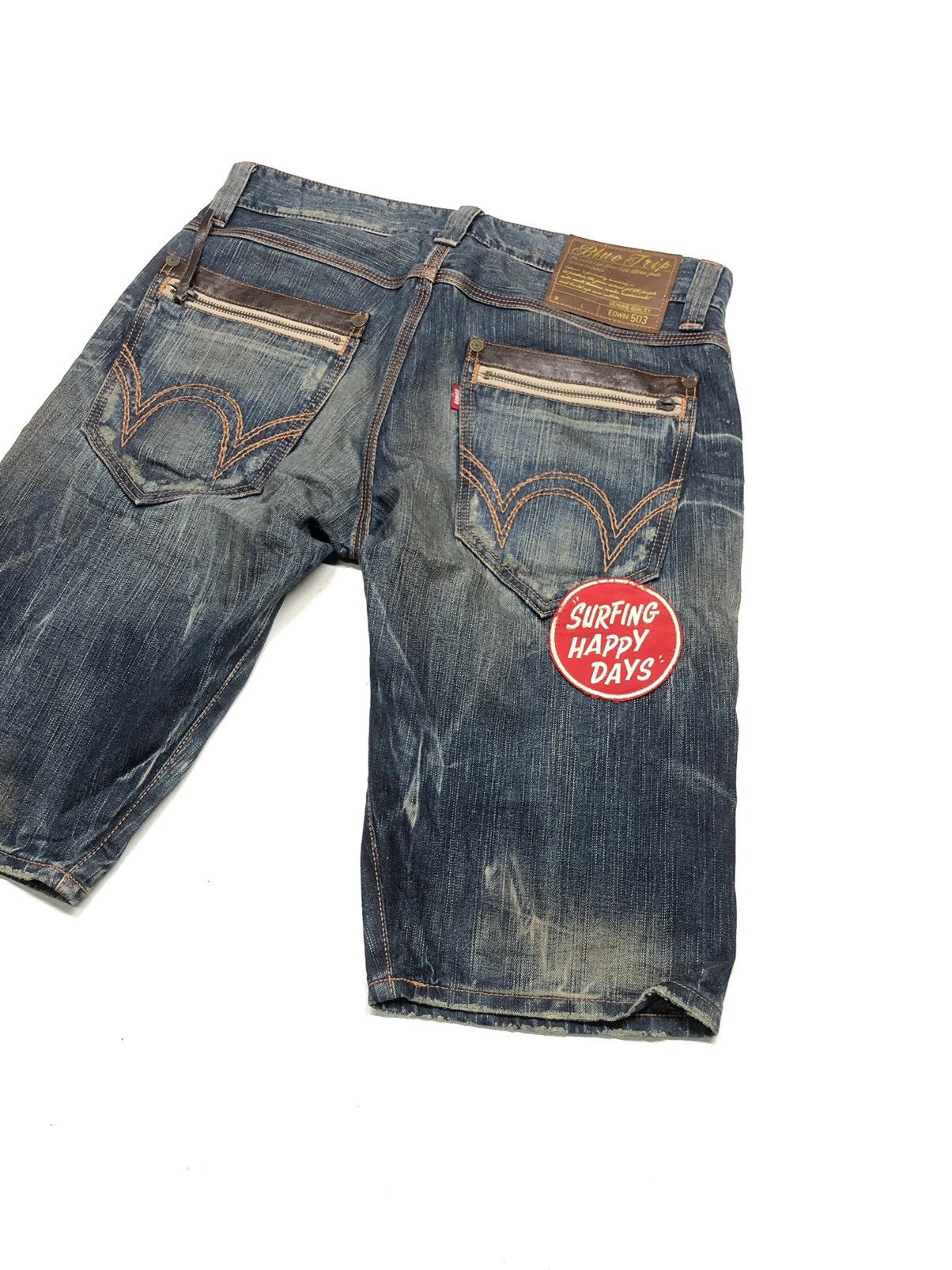 Edwin × Vintage VINTAGE EDWIN BLUE TRIP SURFING STAR SHORT DISSTRESED DENIM Size US 34 / EU 50 - 3 Thumbnail