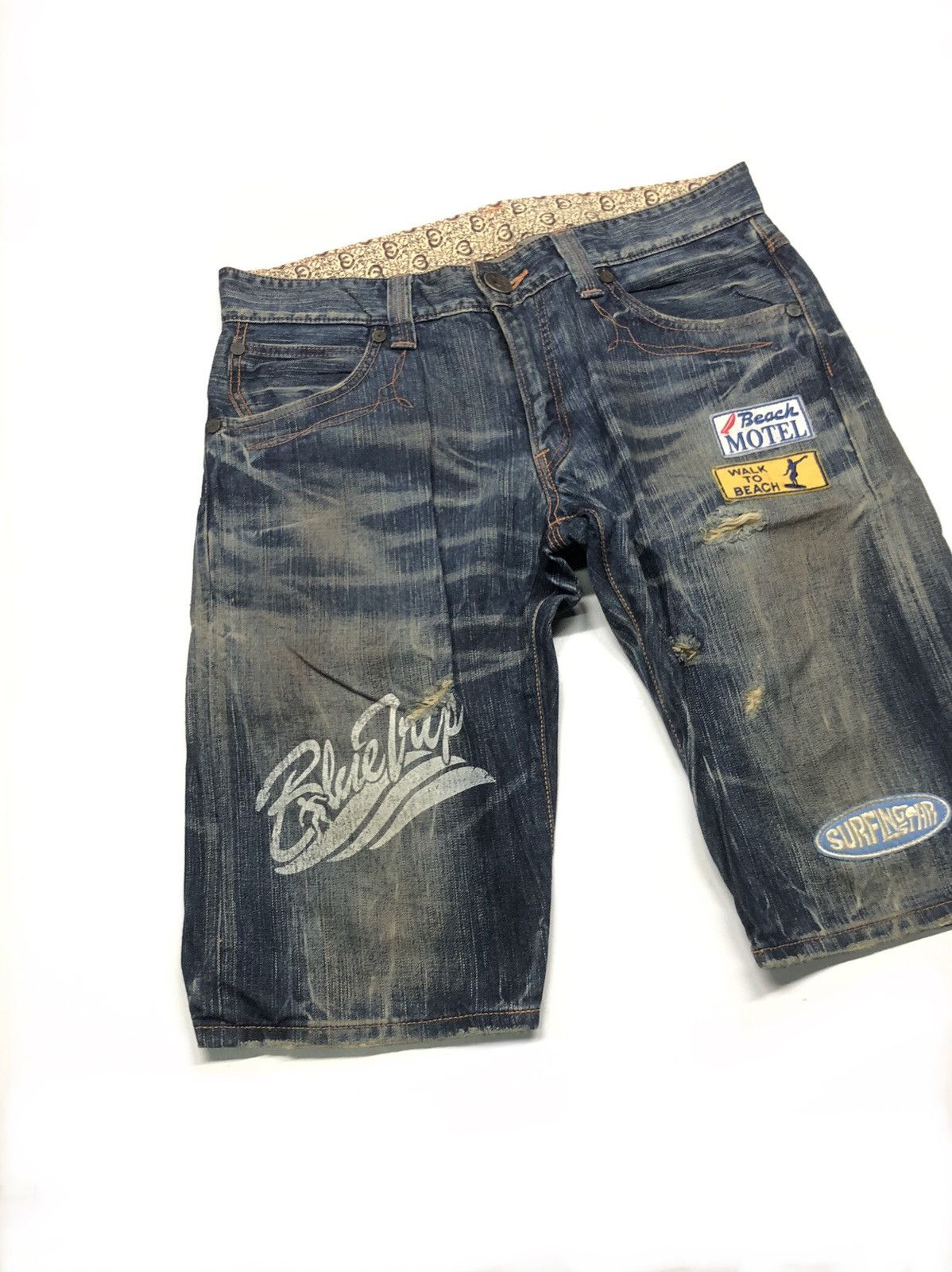 Edwin × Vintage VINTAGE EDWIN BLUE TRIP SURFING STAR SHORT DISSTRESED DENIM Size US 34 / EU 50 - 9 Thumbnail
