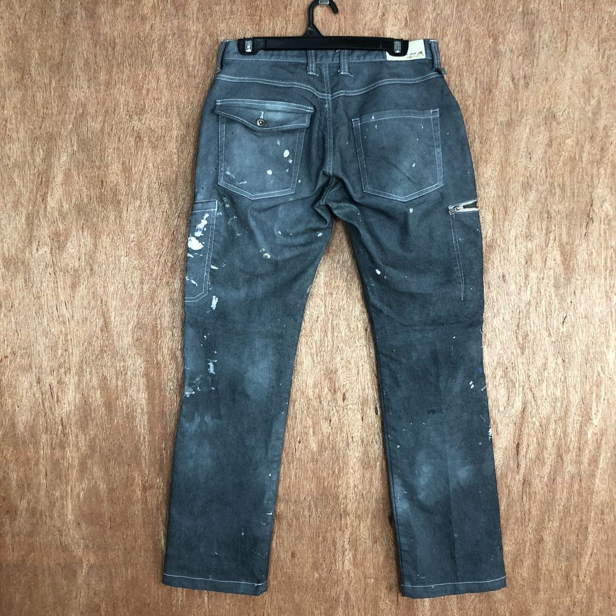 Japanese Brand DL Fine Assist Blue Faded painter thrashed Cargo Pants #c744 Size US 31 - 10 Thumbnail