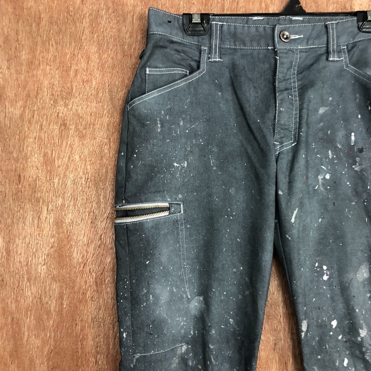 Japanese Brand DL Fine Assist Blue Faded painter thrashed Cargo Pants #c744 Size US 31 - 6 Thumbnail