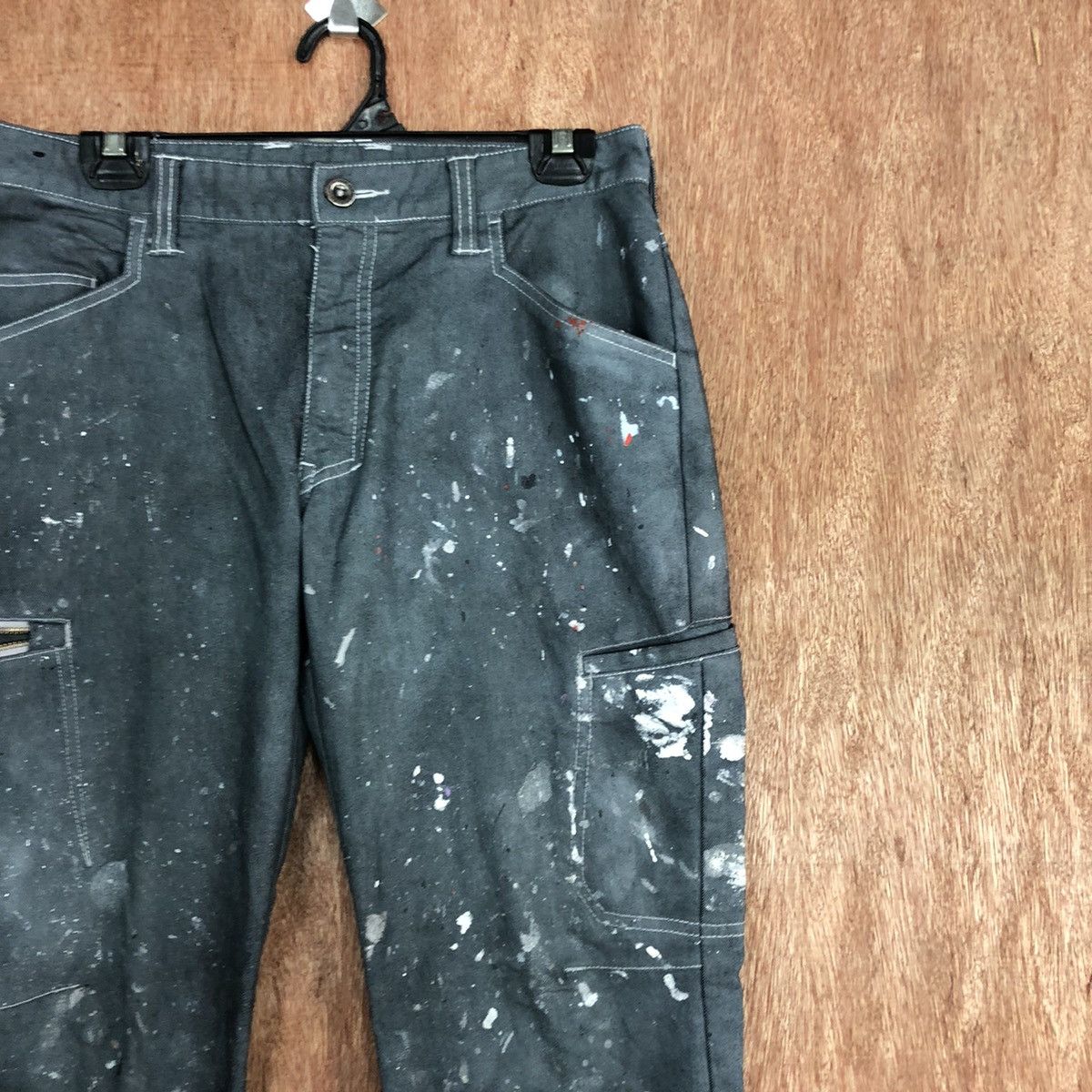 Japanese Brand DL Fine Assist Blue Faded painter thrashed Cargo Pants #c744 Size US 31 - 5 Thumbnail