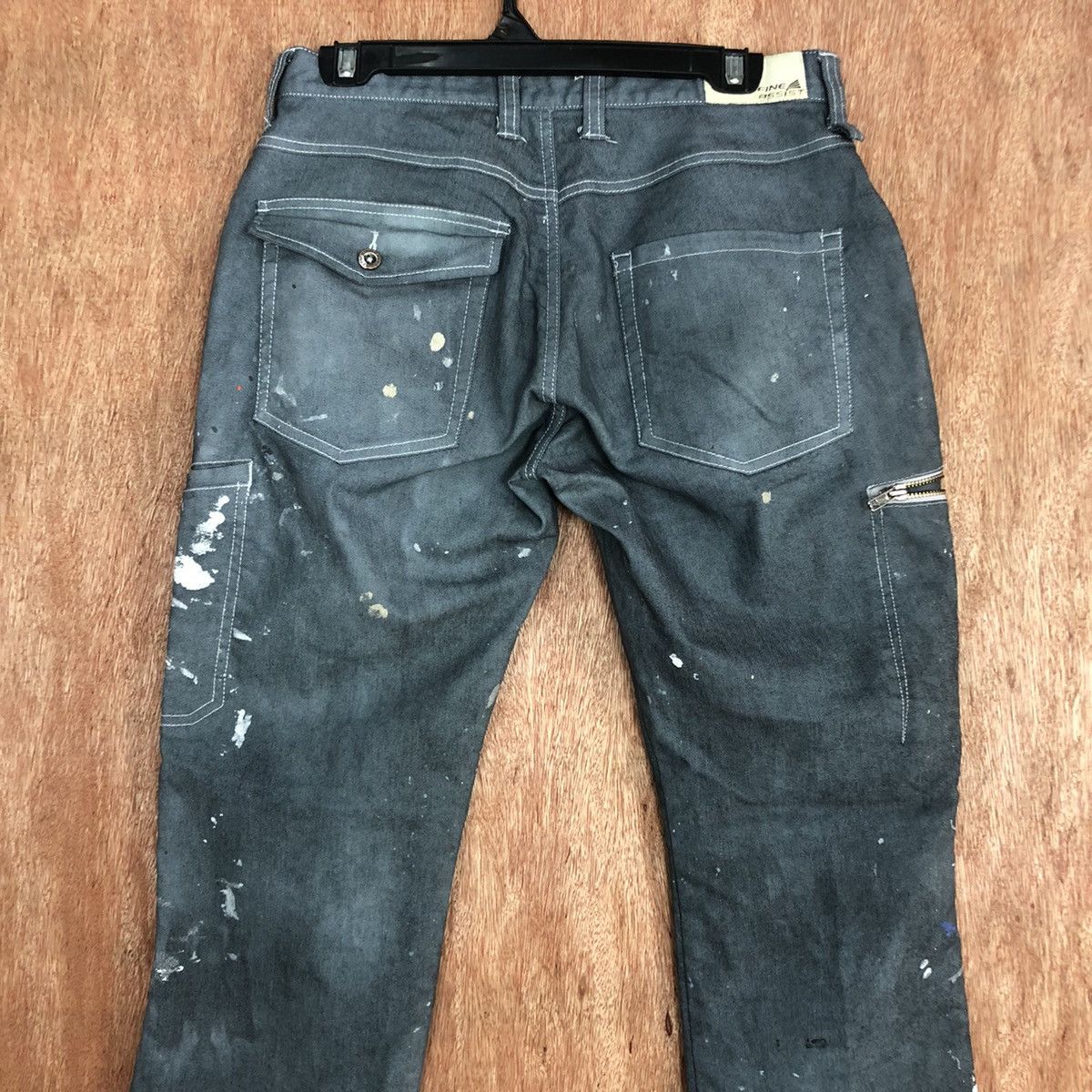 Japanese Brand DL Fine Assist Blue Faded painter thrashed Cargo Pants #c744 Size US 31 - 11 Thumbnail