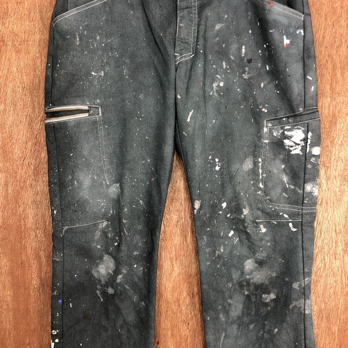 Japanese Brand DL Fine Assist Blue Faded painter thrashed Cargo Pants #c744 Size US 31 - 7 Thumbnail