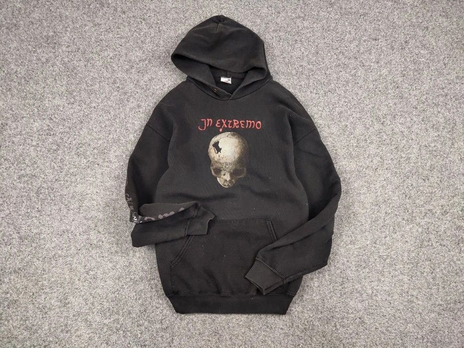Band Tees Vintage 90's In Extremo Black Faded Logo Hoodie Rock Band Size US M / EU 48-50 / 2 - 3 Thumbnail