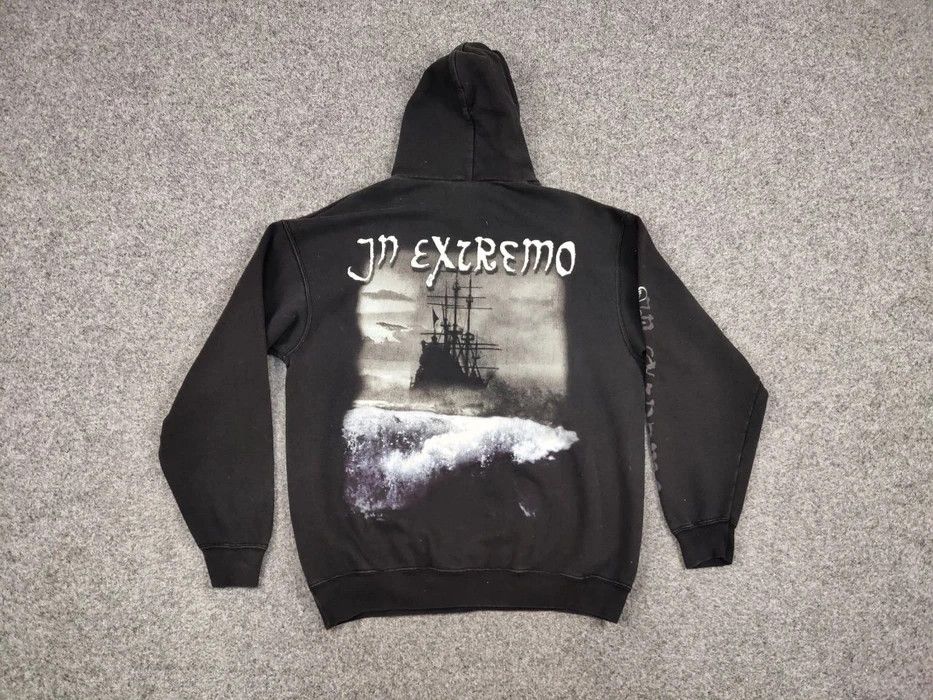 Band Tees Vintage 90's In Extremo Black Faded Logo Hoodie Rock Band Size US M / EU 48-50 / 2 - 7 Thumbnail