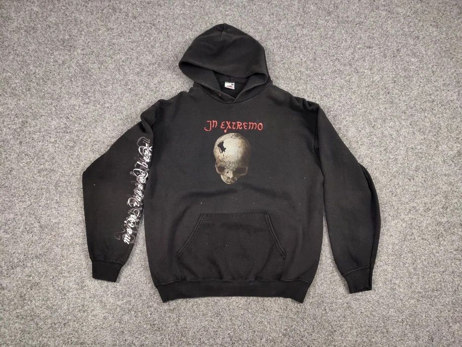 Band Tees Vintage 90's In Extremo Black Faded Logo Hoodie Rock Band Size US M / EU 48-50 / 2 - 6 Thumbnail