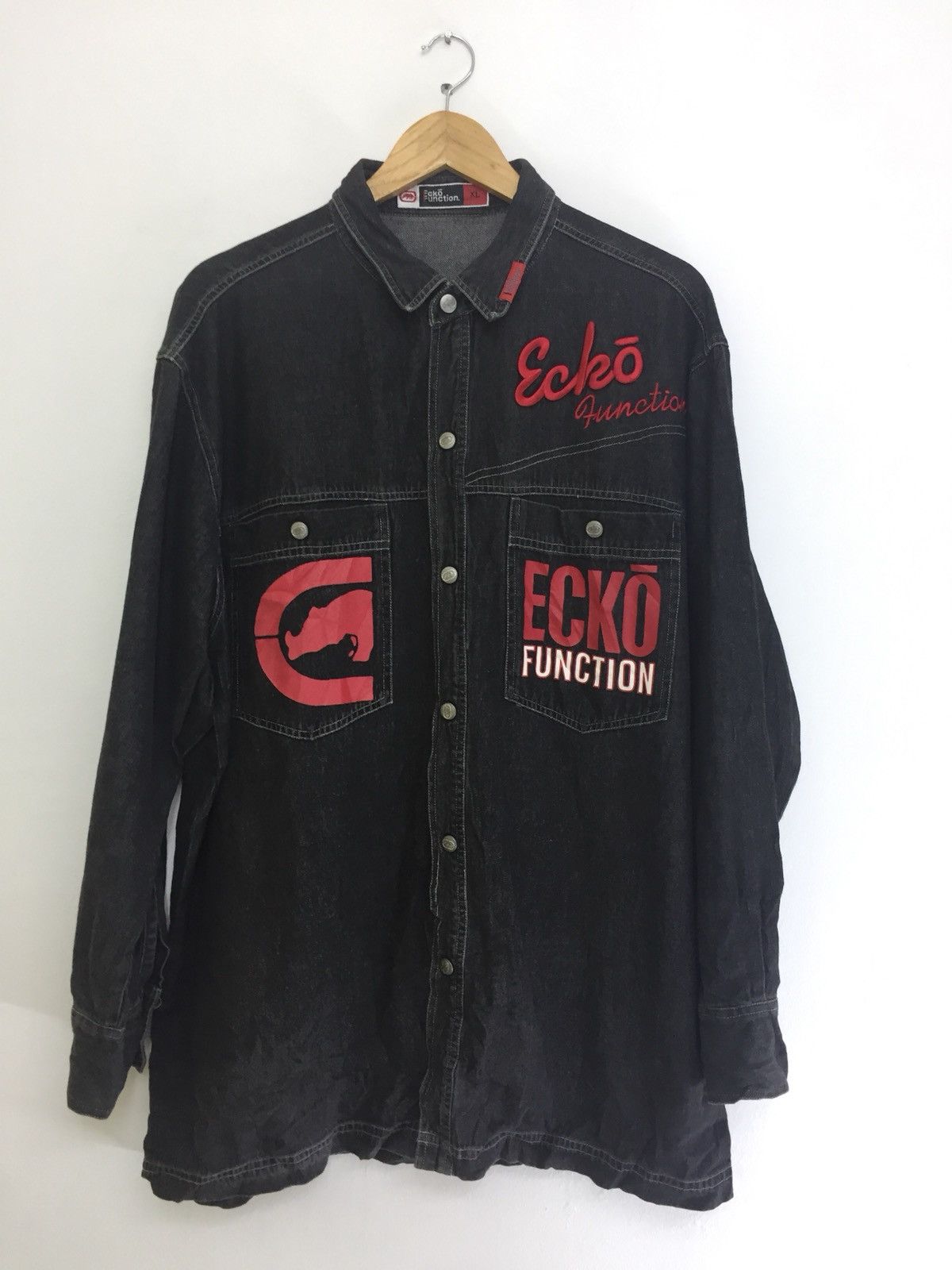 Ecko Unltd. Ecko Function Denim Shirt Spellout Embroidery Size US XL / EU 56 / 4 - 1 Thumbnail