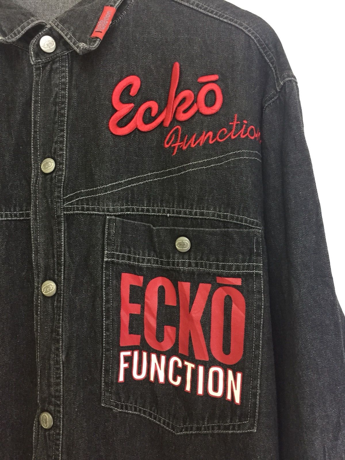 Ecko Unltd. Ecko Function Denim Shirt Spellout Embroidery Size US XL / EU 56 / 4 - 3 Thumbnail