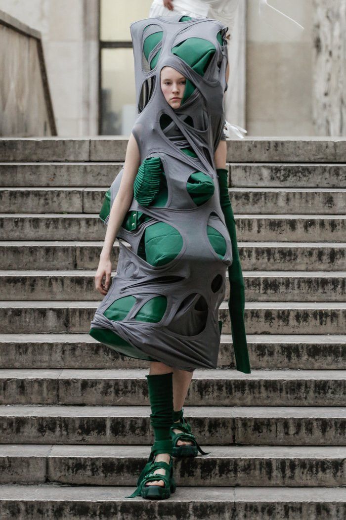 image of Rick Owens Ss19 Babel Mega Membrane Runway Dress in Grey, Men's (Size Medium)