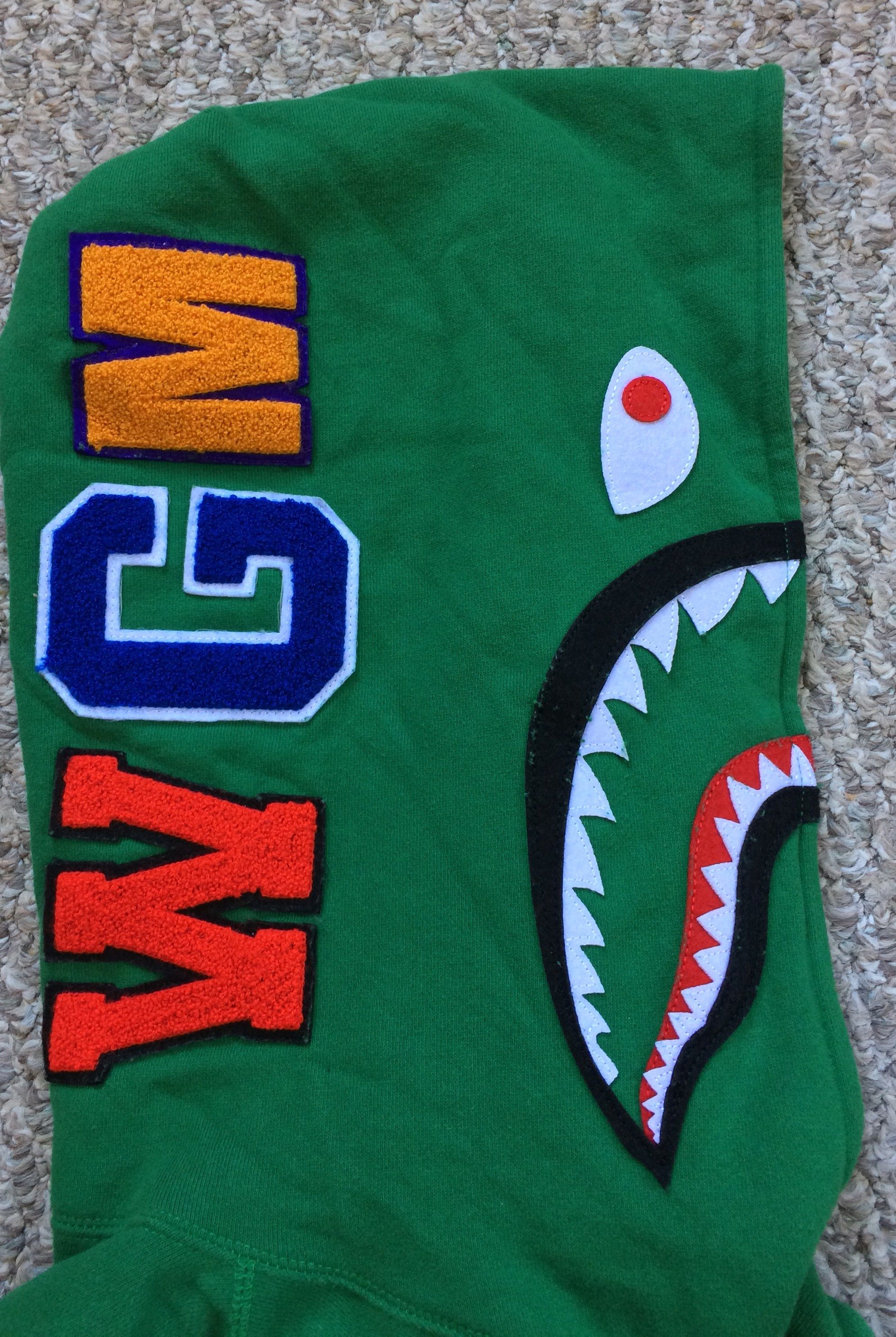 Bape Bathing Ape Green Pullover Shark Hoodie Size US XL / EU 56 / 4 - 4 Thumbnail