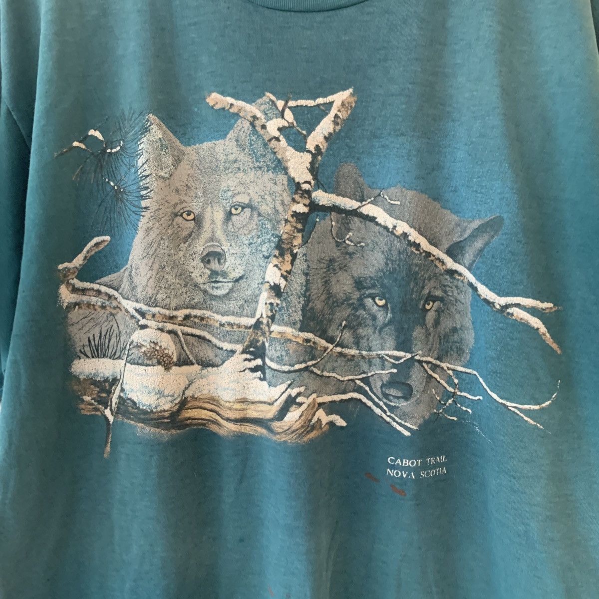 Vintage 90s Wolf Wolves Single Stitch Nova Scotia Shirt Canada Trav Size US L / EU 52-54 / 3 - 2 Thumbnail