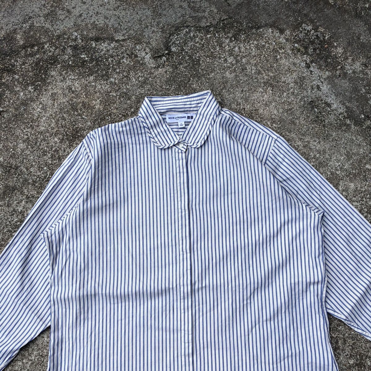 Designer × Japanese Brand × Uniqlo 🔥Rare🔥Uniqlo Ines De La Fressange Stripes Women Button Shirt Size L / US 10 / IT 46 - 2 Thumbnail