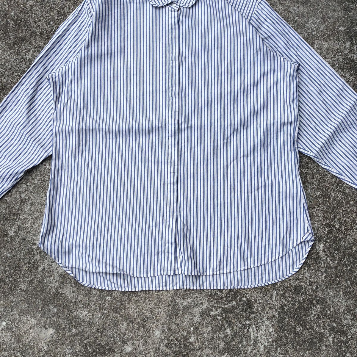 Designer × Japanese Brand × Uniqlo 🔥Rare🔥Uniqlo Ines De La Fressange Stripes Women Button Shirt Size L / US 10 / IT 46 - 3 Thumbnail