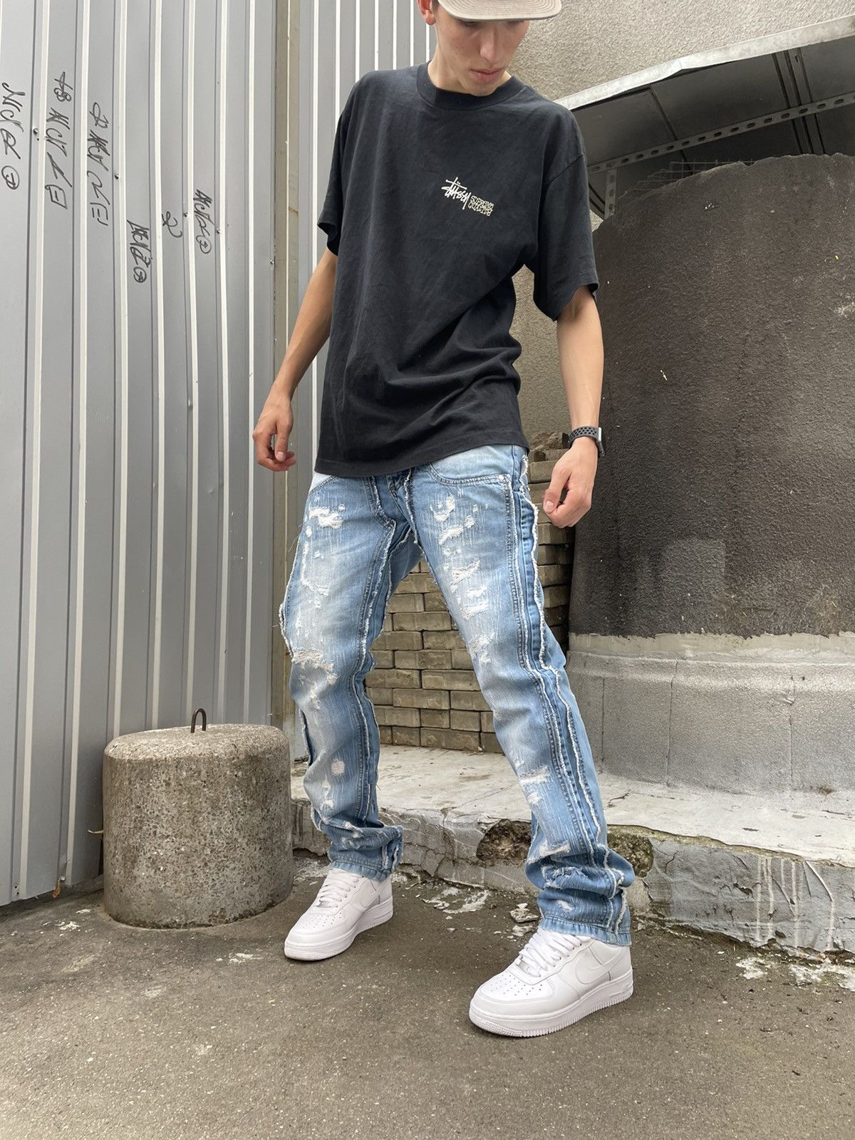 Vintage Japanese brand Cipo&Baxx blue distressed jeans