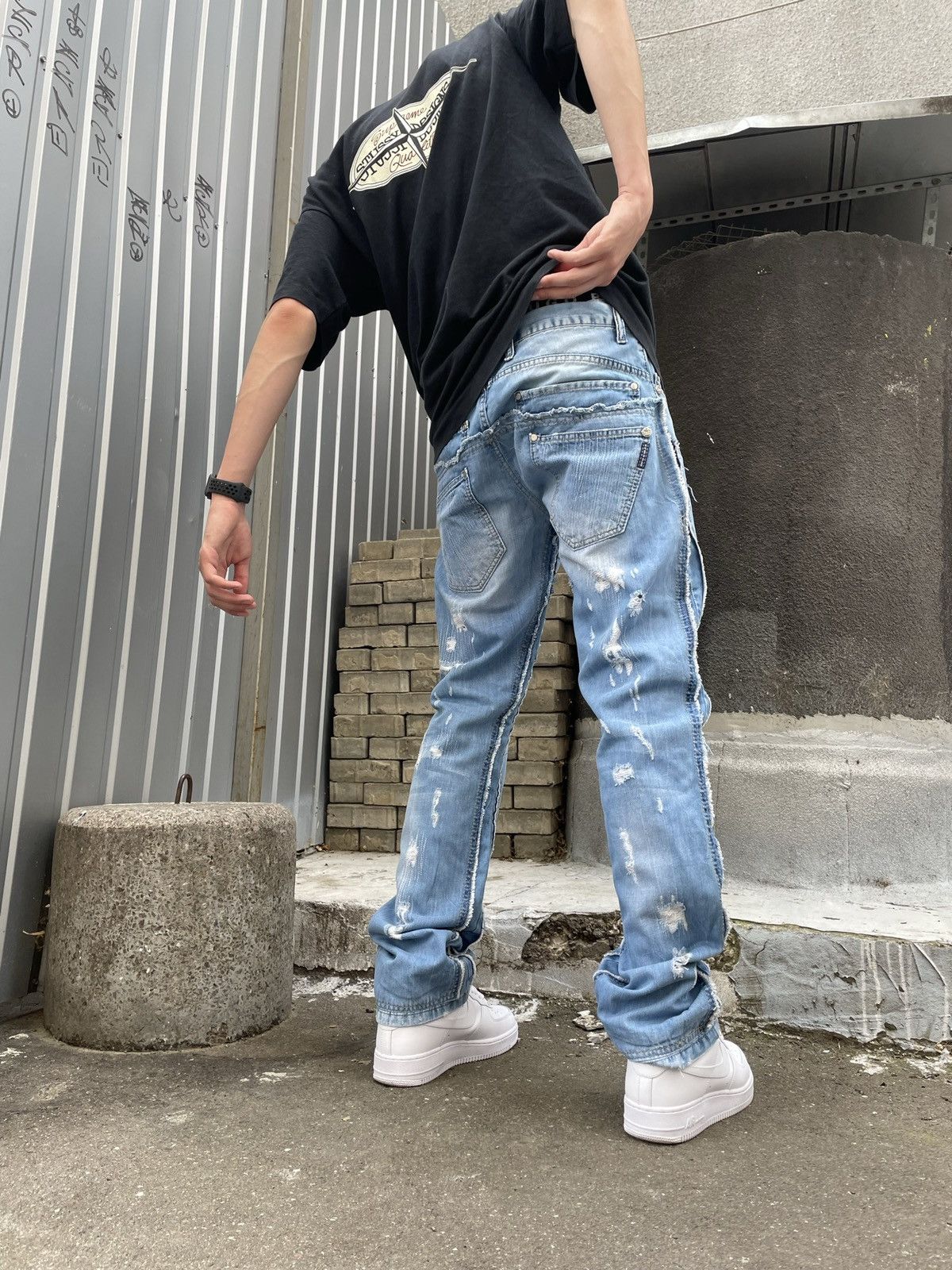 Vintage Japanese brand Cipo&Baxx blue distressed jeans