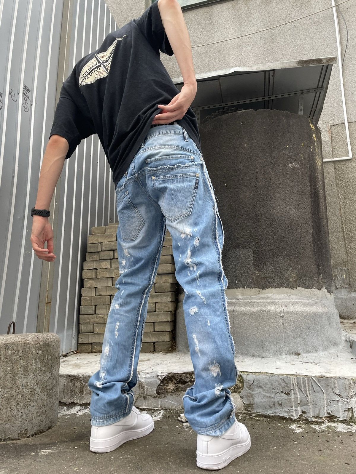 Vintage Japanese brand Cipo&Baxx blue distressed jeans