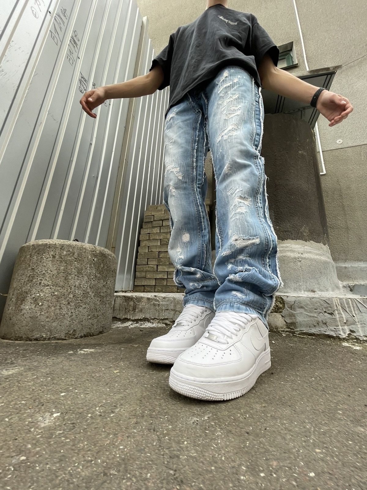 Vintage Japanese brand Cipo&Baxx blue distressed jeans