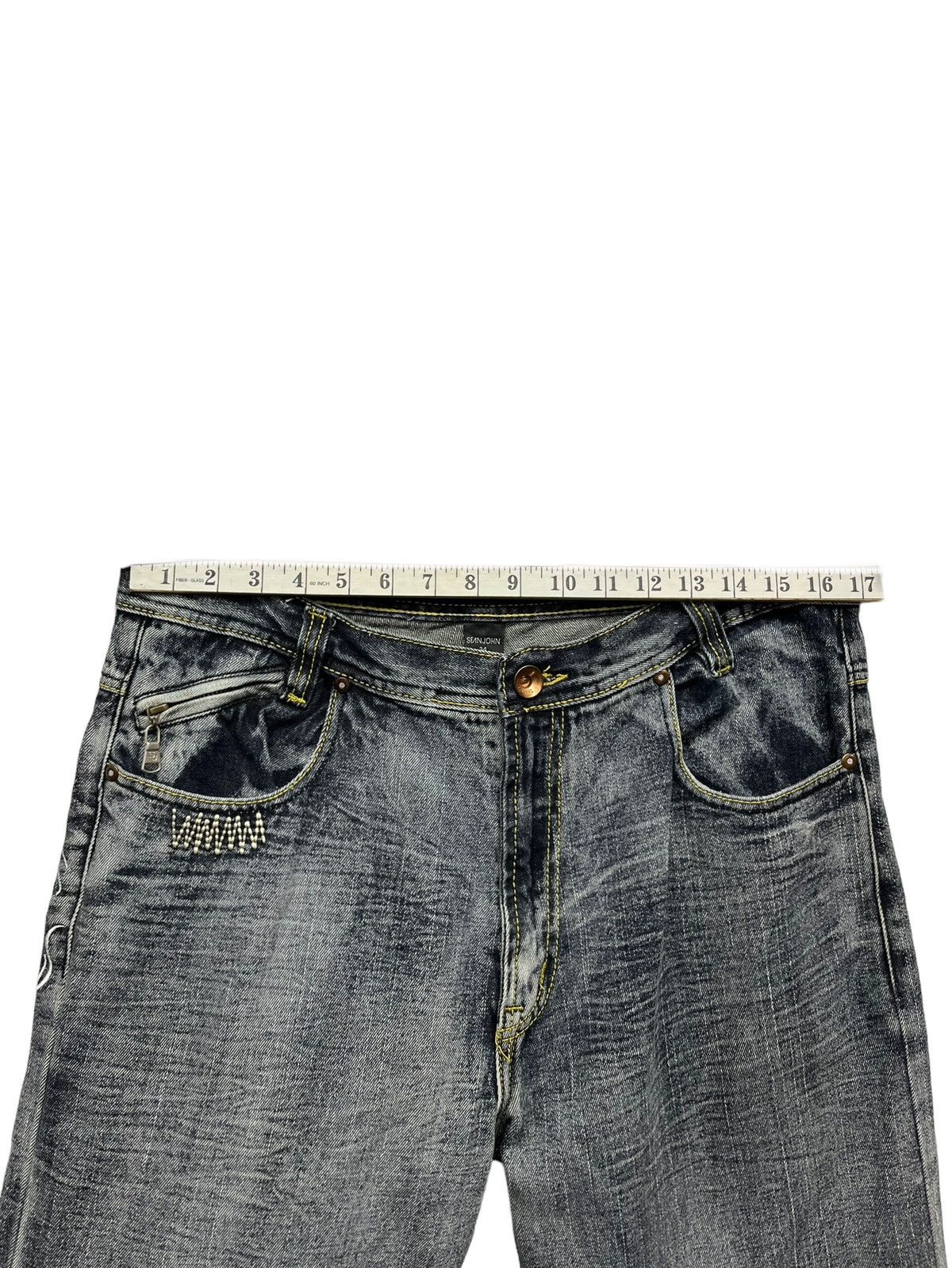 Sean John 90’s SEAN JOHN Tribal Embroidered Off Black Loose Fit Denim Size US 34 / EU 50 - 10 Thumbnail