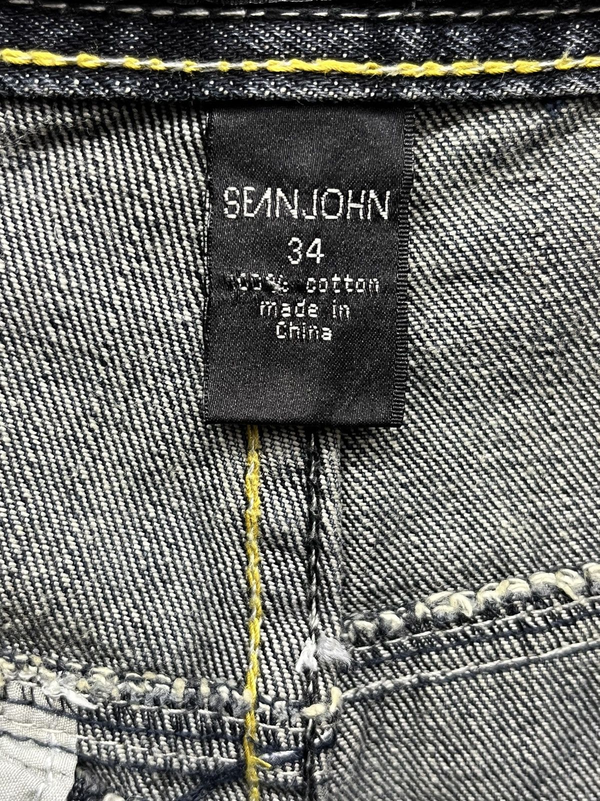 Sean John 90’s SEAN JOHN Tribal Embroidered Off Black Loose Fit Denim Size US 34 / EU 50 - 9 Thumbnail