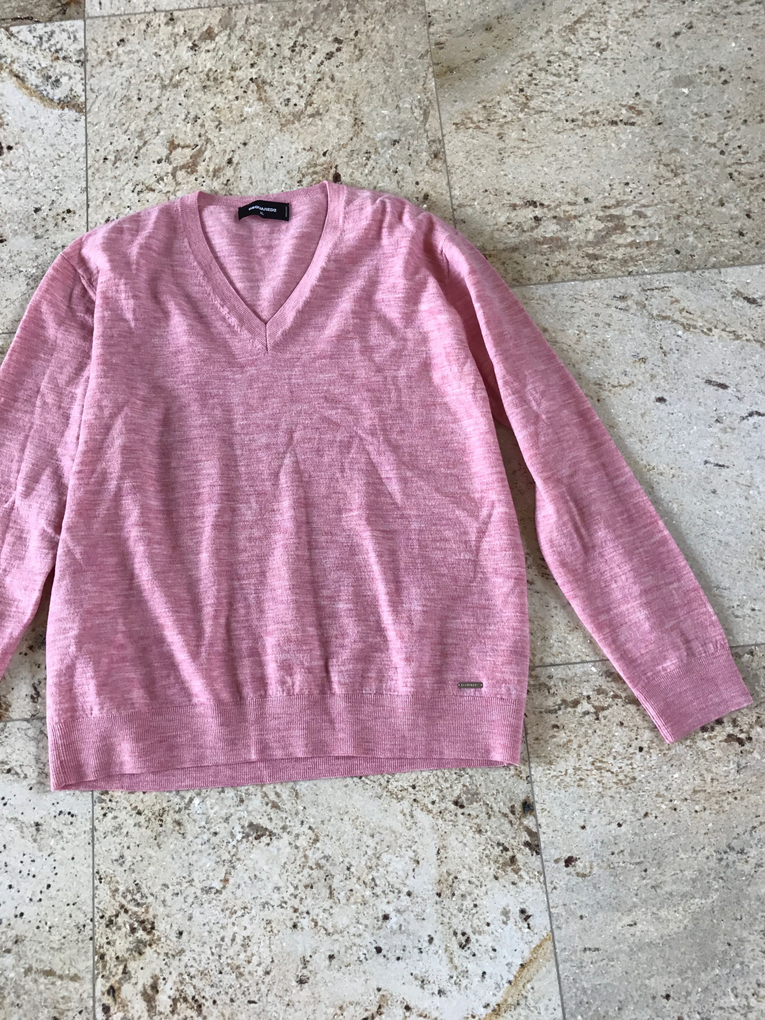 Dsquared2 o1rshd1 V Neck Pink Melange Knit Size US XL / EU 56 / 4 - 2 Thumbnail