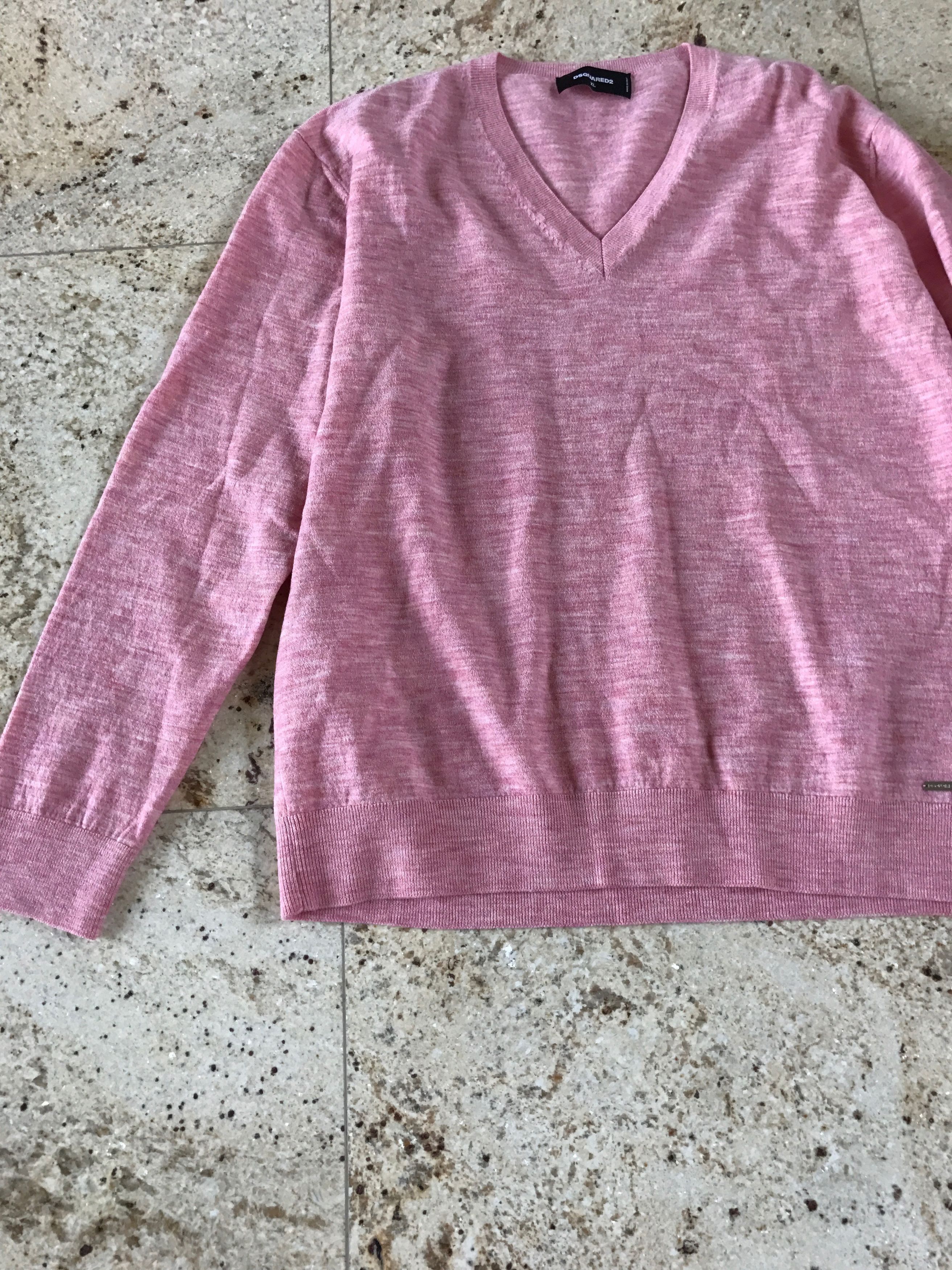 Dsquared2 o1rshd1 V Neck Pink Melange Knit Size US XL / EU 56 / 4 - 4 Thumbnail