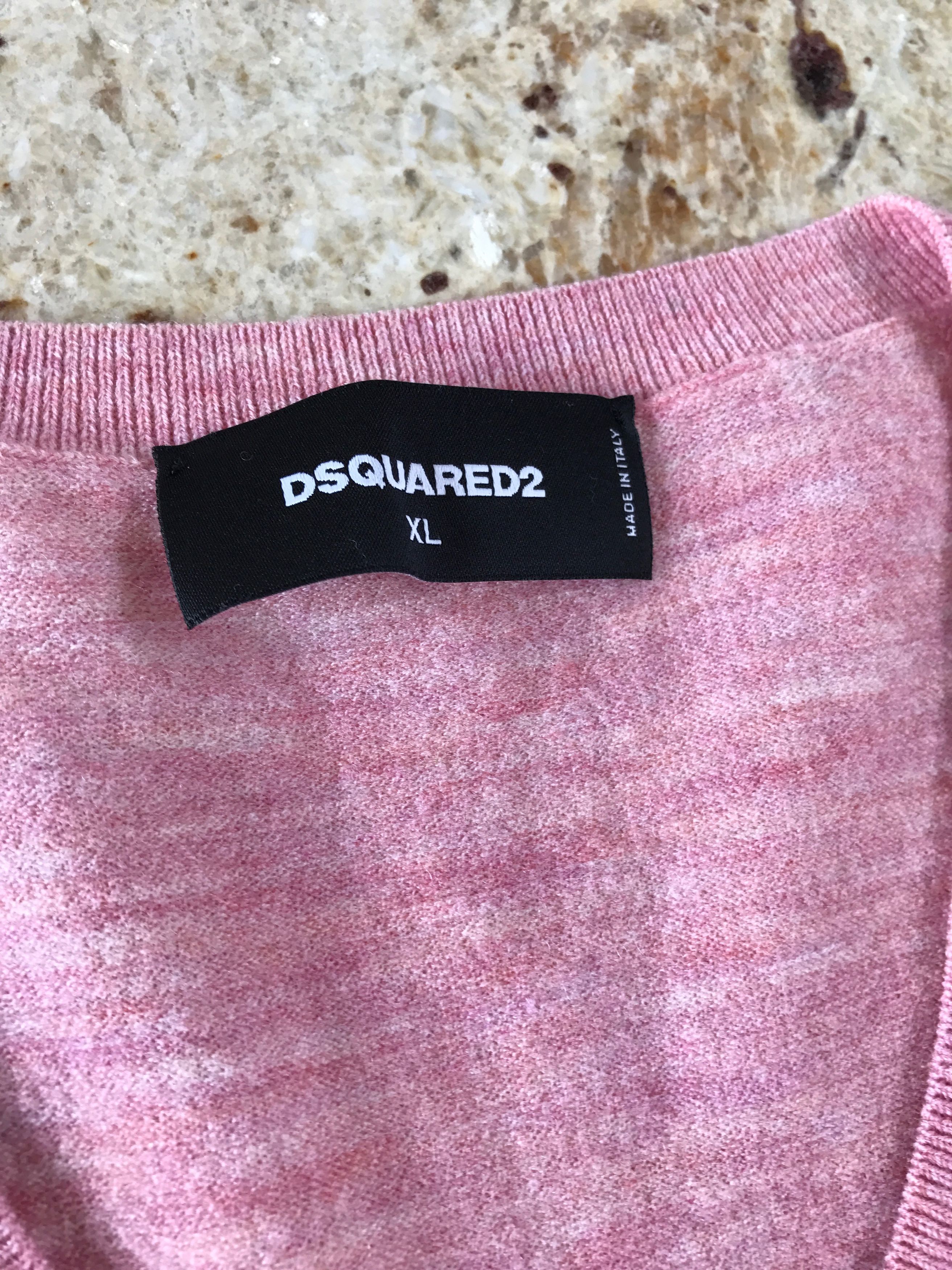 Dsquared2 o1rshd1 V Neck Pink Melange Knit Size US XL / EU 56 / 4 - 14 Thumbnail