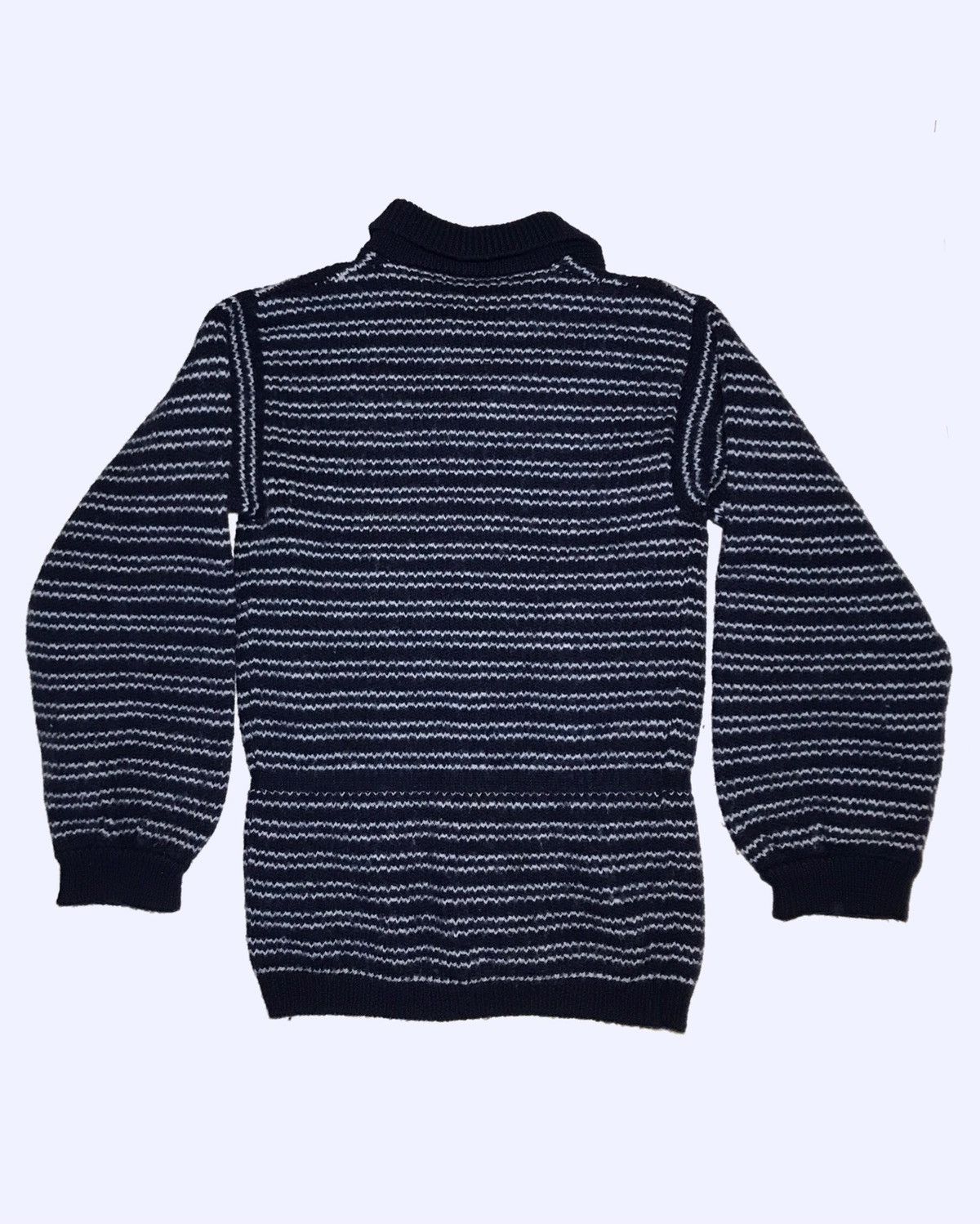 Saint Laurent Paris × Yves Saint Laurent Saint Laurent Rive Gauche Wool Blue Striped Long Sweater Size XS / US 0-2 / IT 36-38 - 6 Thumbnail